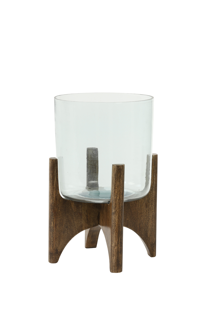 Light & Living Vase auf Fuß 22,5x33,5cm in Glas+Holz braun