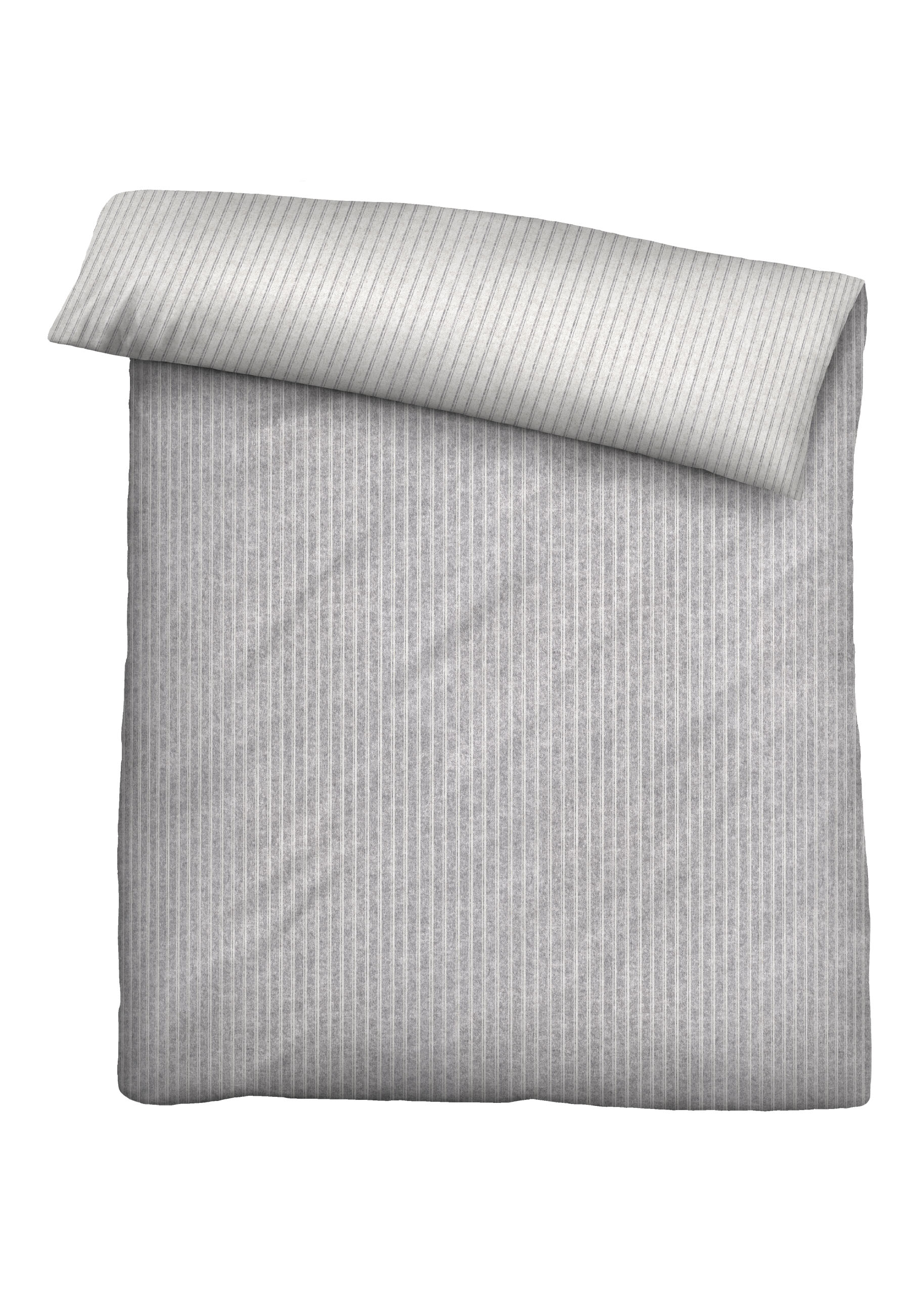 biberna Melange-Flanell-Bettwäsche ca. 135x200cm in Farbe Sturmgrau, Bettlaken, Streifen, Leinenoptik, grau, Bettwäsche