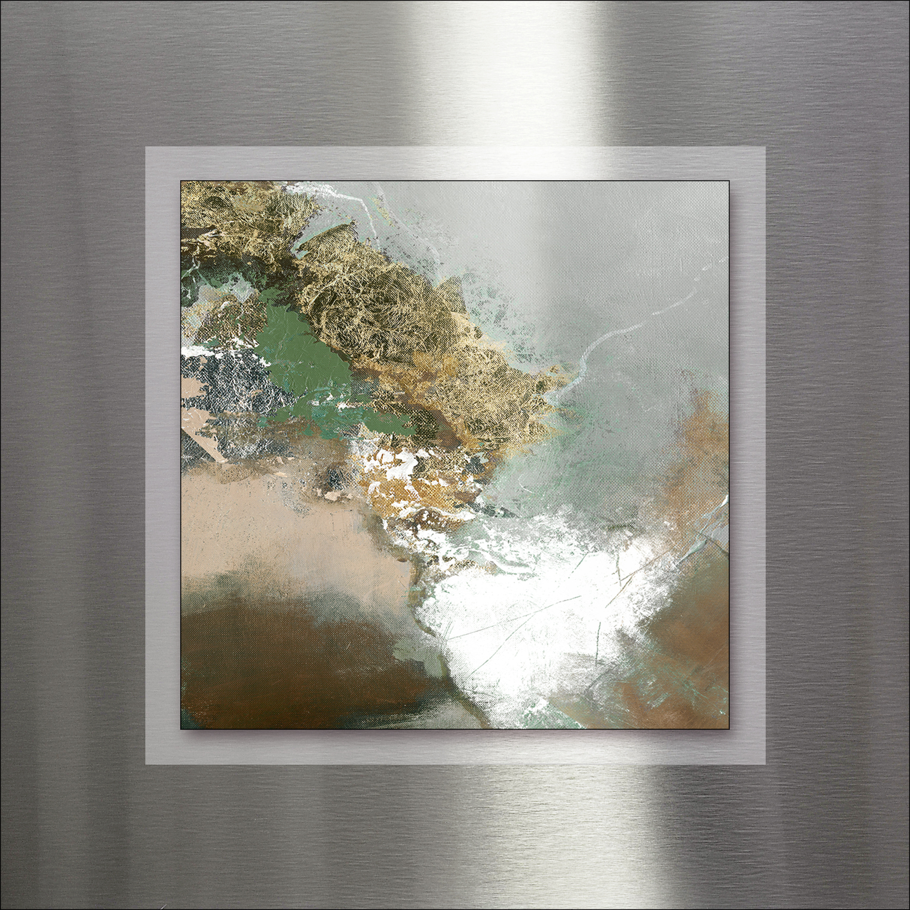 PRO ART Double-Alu - Dibond bedruckt mit Aufsatz aus Dibond 50x50cm Green Experiment II