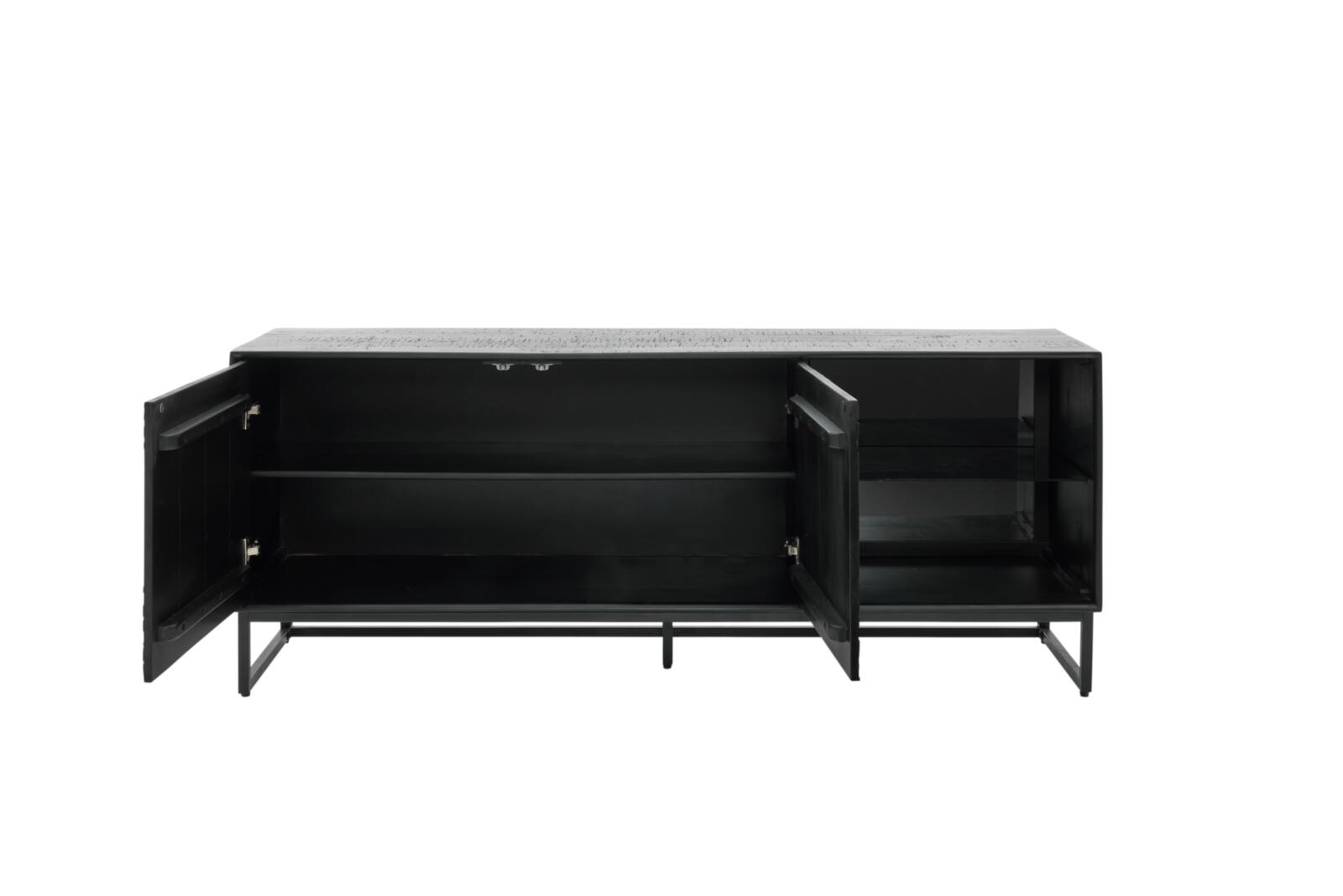 Roomio Lowboard NO. 2001 in Mango massiv gebürstet, schwarz gebeizt/lackiert
