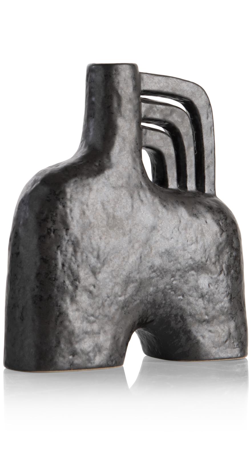 Coco Maison Vase LINA ca. B7 H21 T19 cm in Keramik schwarz/anthrazit