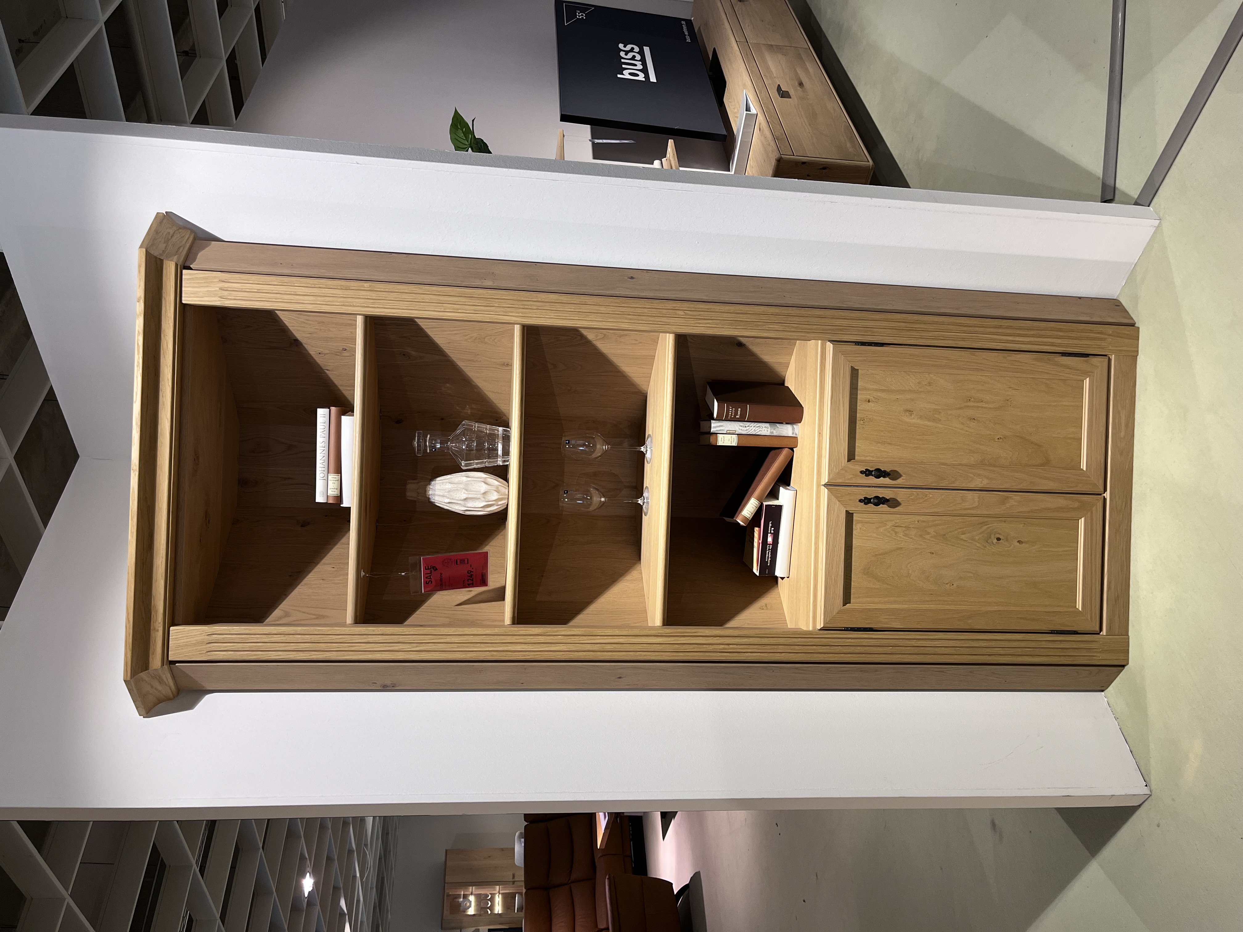 Wehrsdorfer Eckvitrine MAISONETTE ca. B76 H226 T76 cm in Asteiche PG:1, Holz, Hartholz, Innenarchitektur, Mobiliar, Schrank