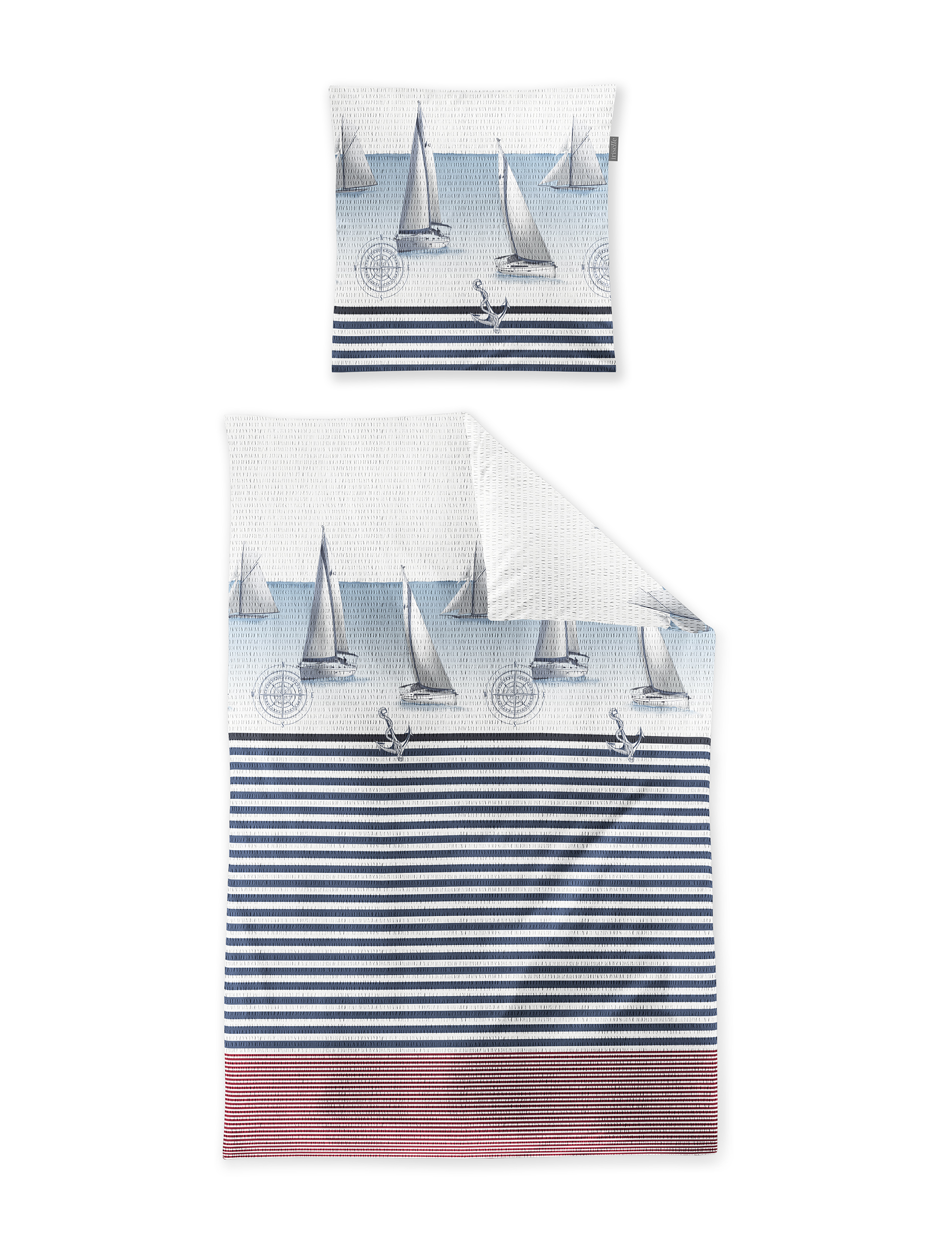irisette Seersucker Bettwäsche EASY in Farbe ca. 155x220cm, Boot, Segelboot, Dekoration für Zuhause, Leinen, Serviette