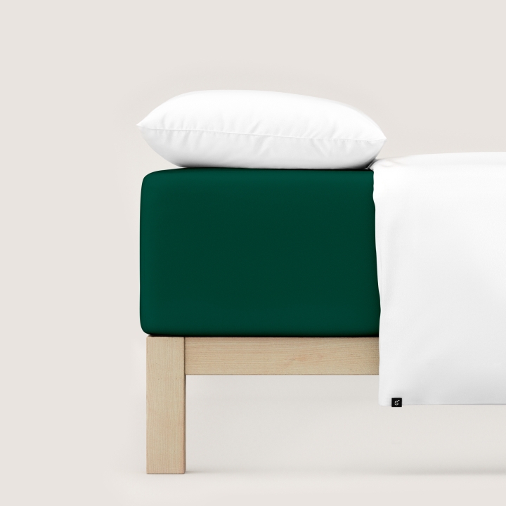 Schlafgut Pure Boxspring Spannbettlaken ca. 140x200-160x220cm in Farbe Green Deep