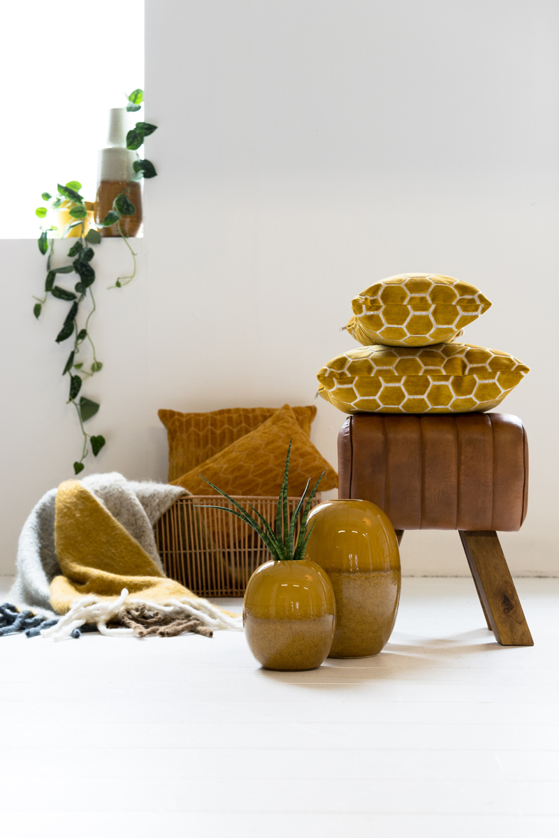 Light & Living Kissen MUDELI 45x45cm ocker
