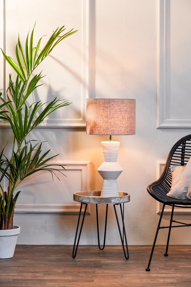Light & Living Lampenschirm Zylinder Dark Linen in Grau