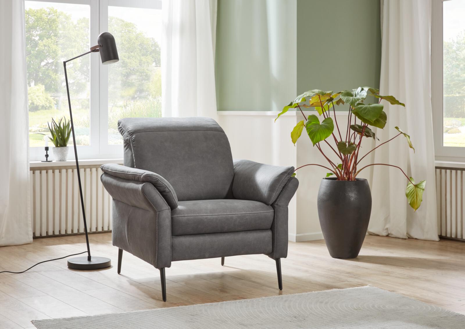 Polsteria Sessel ORTHOSEDIS 8.0 ca. B96 H92 T103 cm in Stoff Bulus grau 09, Moebel, Lampe, Pflanze, Stuhl, Sessel