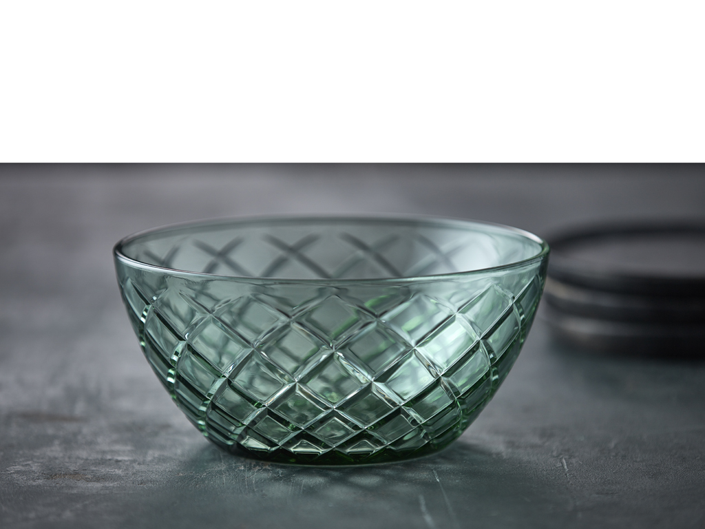 Lyngby Glas Salatschüssel 24 cm in Farbe grün