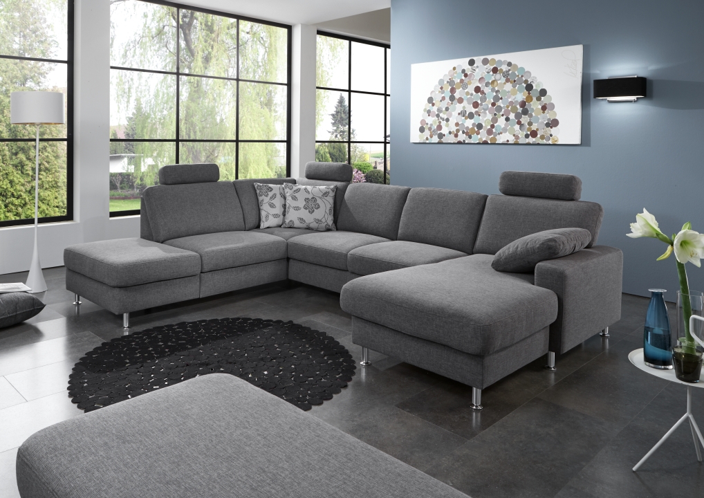 Modulmaster Wohnlandschaft MM-ZE1007 ca. 309x235 cm in Stoff Unica grau