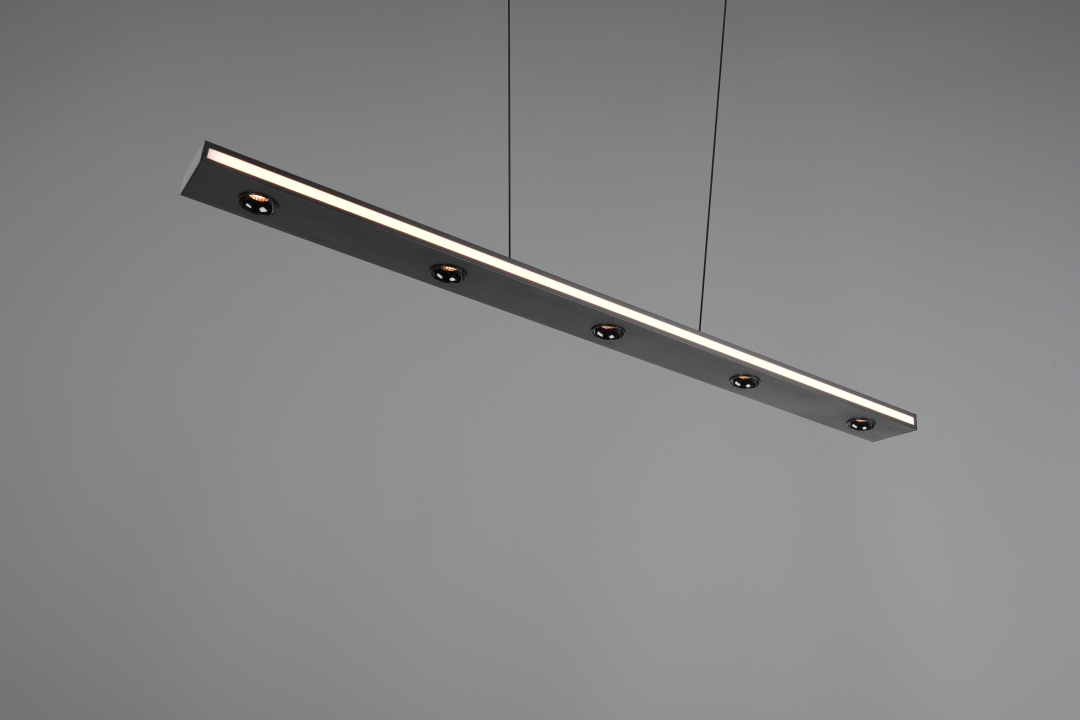 Trio LED-Pendelleuchte GRAHAM 7-flammig in Farbe schwarz matt, Kunststoff weiß, Beleuchtung, Leuchte, Deckenleuchte, Deckenventilator, Elektrisches Gerät