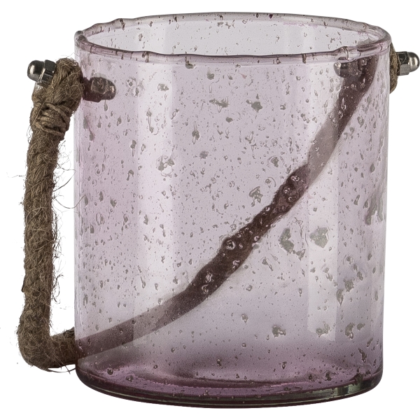 Gasper Glas, Windlicht, m.Natur in Farbe Rosa Gasper Glas, Windlicht, m.Natur in Farbe Rosa, Glasbehälter, Teeglas, Vase, Transparente Tasse, Korbseil