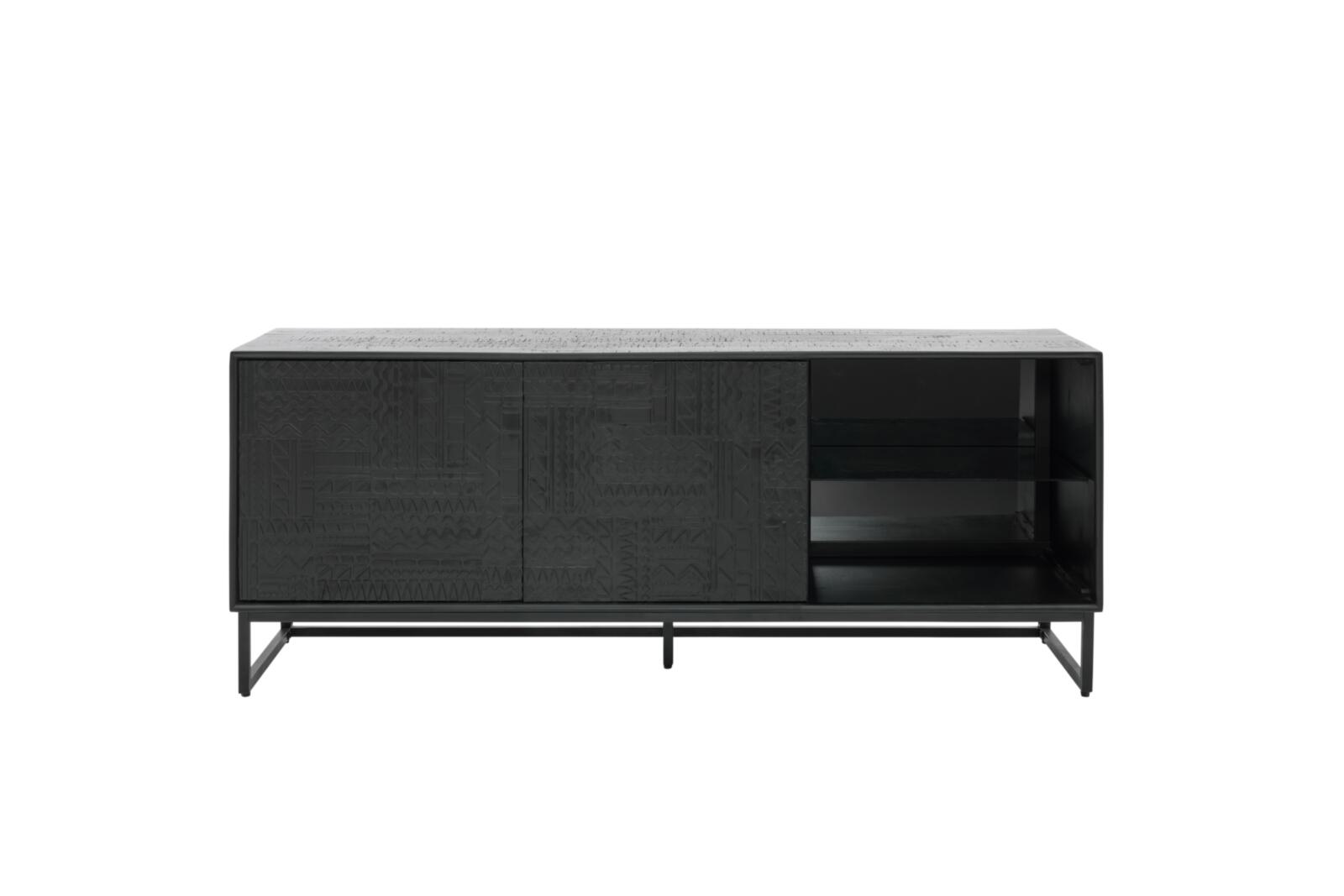 Roomio Lowboard NO. 2001 in Mango massiv gebürstet, schwarz gebeizt/lackiert