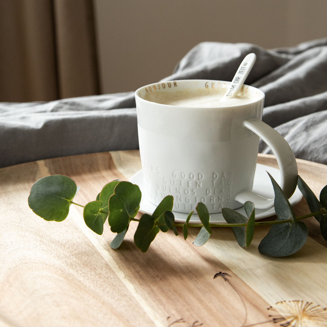 Tasse "Guten Tag" in Farbe weiß, Kaffebecher, Weiß, Becher, Milchkaffee, Tasse mit Henkel