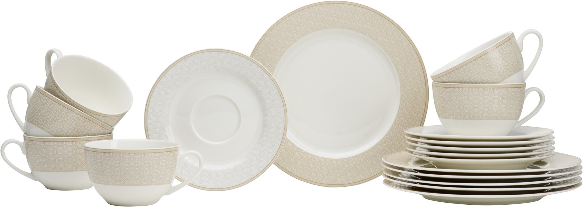 Ritzenhoff & Breker Kaffeeservice GEO 18-tlg. aus Porzellan weiß/beige