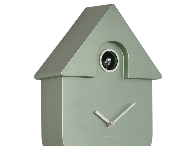 Wanduhr MODERN CUCKOO in 41x8,5x21,5 cm, cuckoo clock, grün, hausform, Wanduhr, minimal