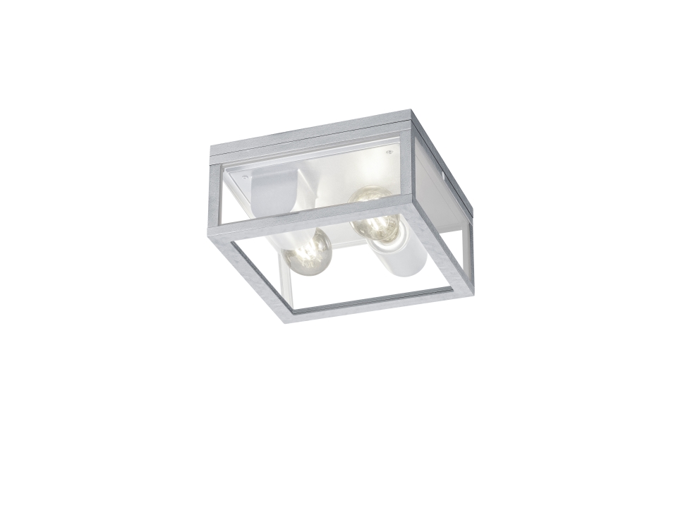 Trio Deckenleuchte GARONNE in zinkfarbig, Glas transparent klar