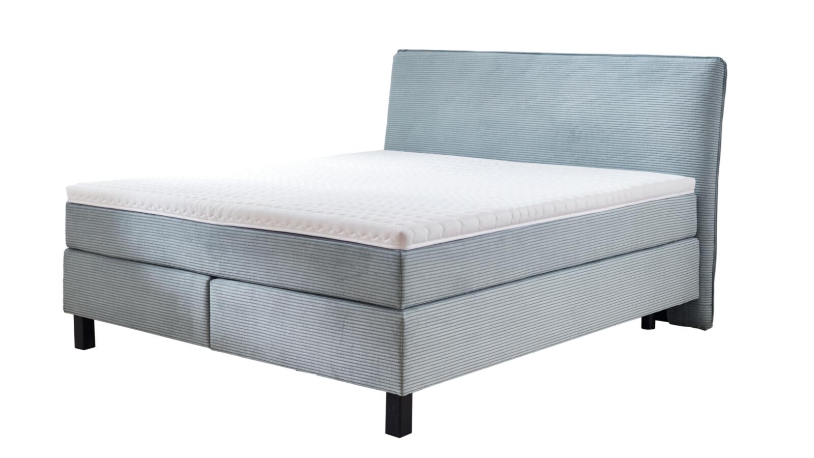 Boxspringbett Velluto ca. 180 x 200 cm in Stoff Cord aqua blau