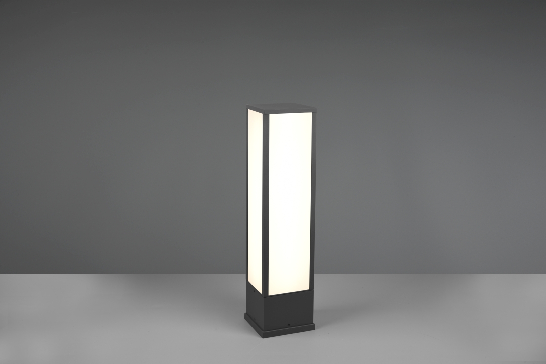 Trio LED-Pfosten FUERTE in anthrazit, Glas Kunststoff weiß