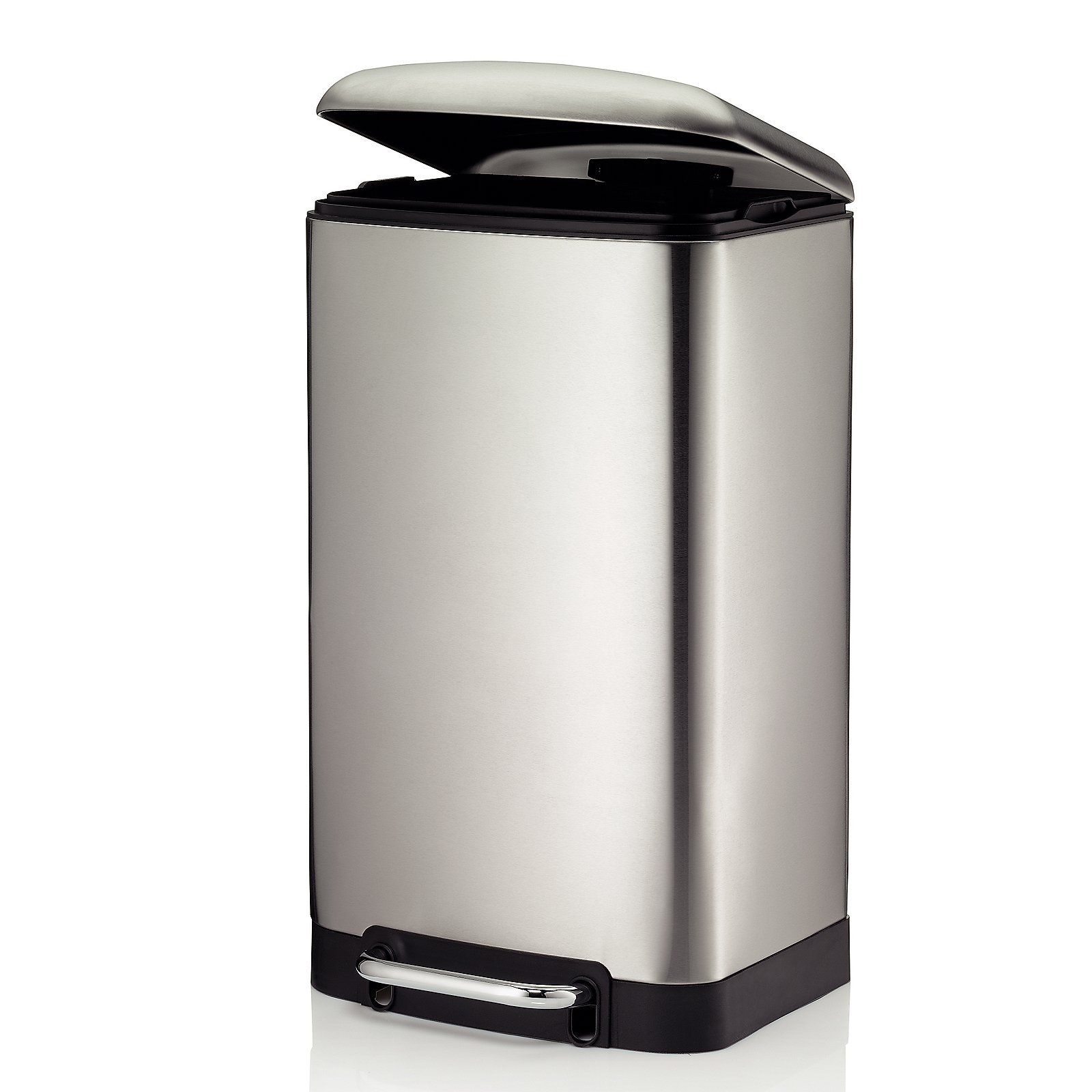 Kela Treteimer DAVINO in Farbe Silber Matt, Toaster, Silber, Edelstahl, Fußpedal, Deckel geöffnet