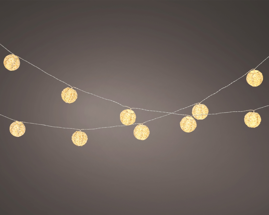 Kaemingk LED Lichterkette  ca. T270 cm, D7,5 cm in Fb. Farben/warm weiss, Lichterkette, LED-Lichter, Kugellampen, Warmweiß, Drahtgeflecht