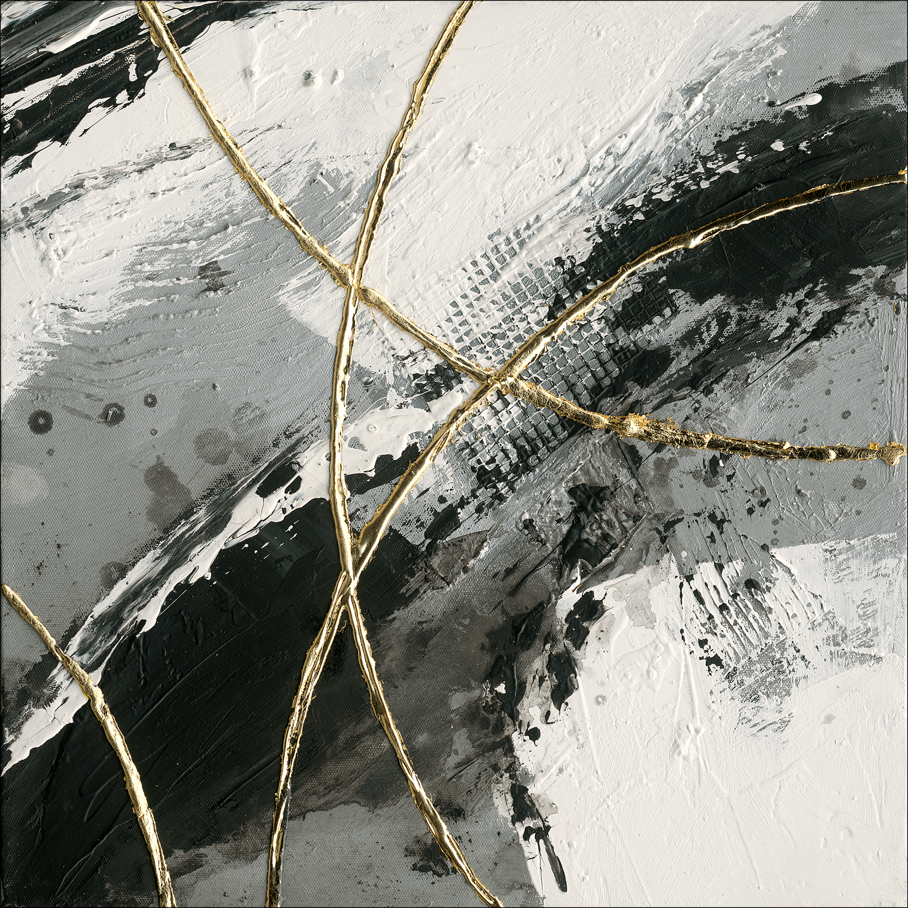 ProArt Handpainting 100x100cm Golden Orbits III