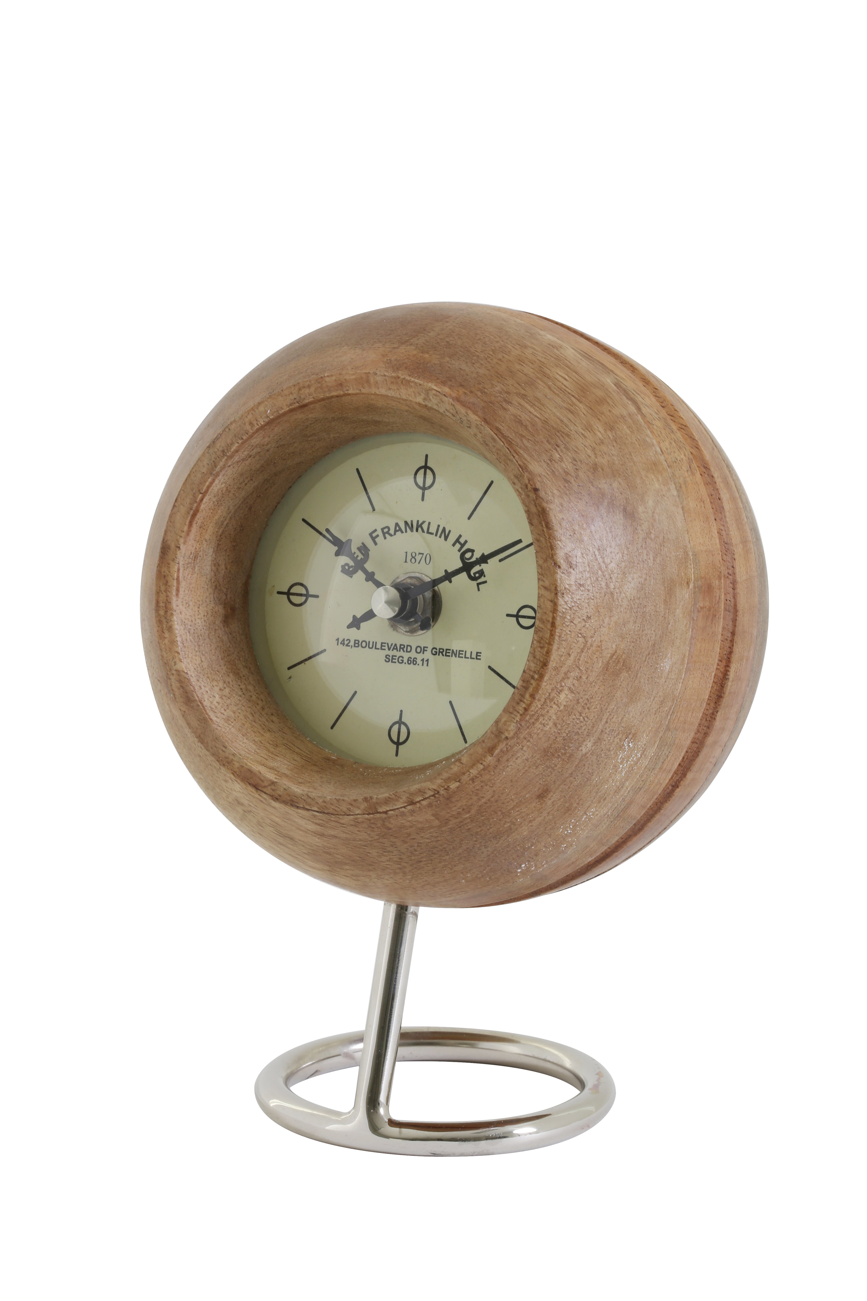 Light & Living Uhr LEESTON in Holzfarben, Nickel