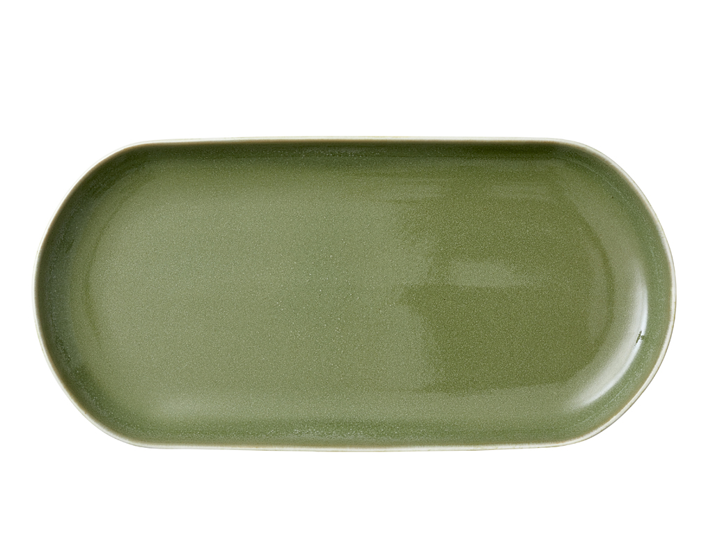 F&H Servierplatte STUDIO ROUND NORTH in Farbe Matte white/Shiny moss