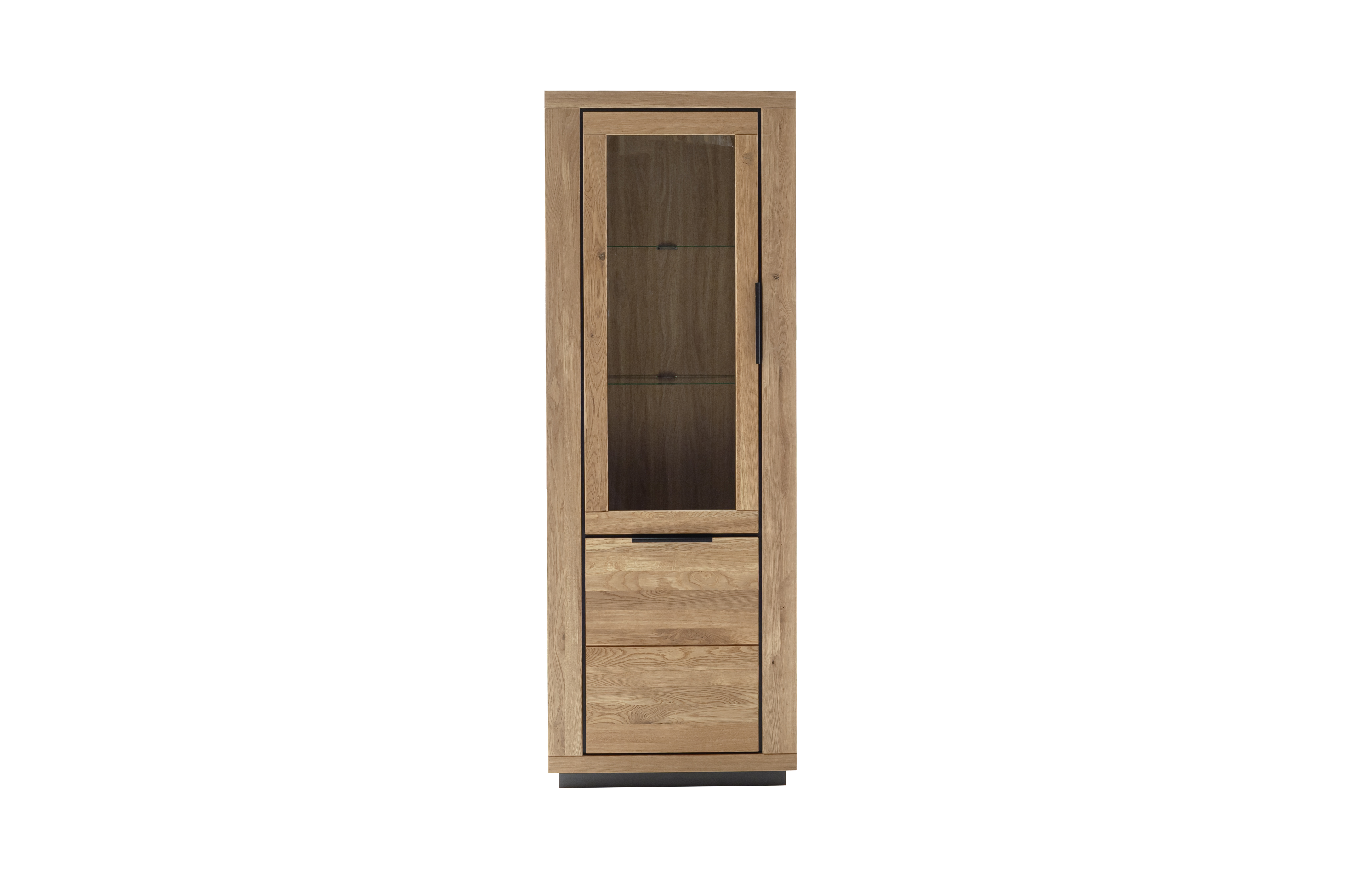MCA Direkt Vitrine GRENO ca. B72 H200 T40 cm in Front Wildeiche massiv geölt