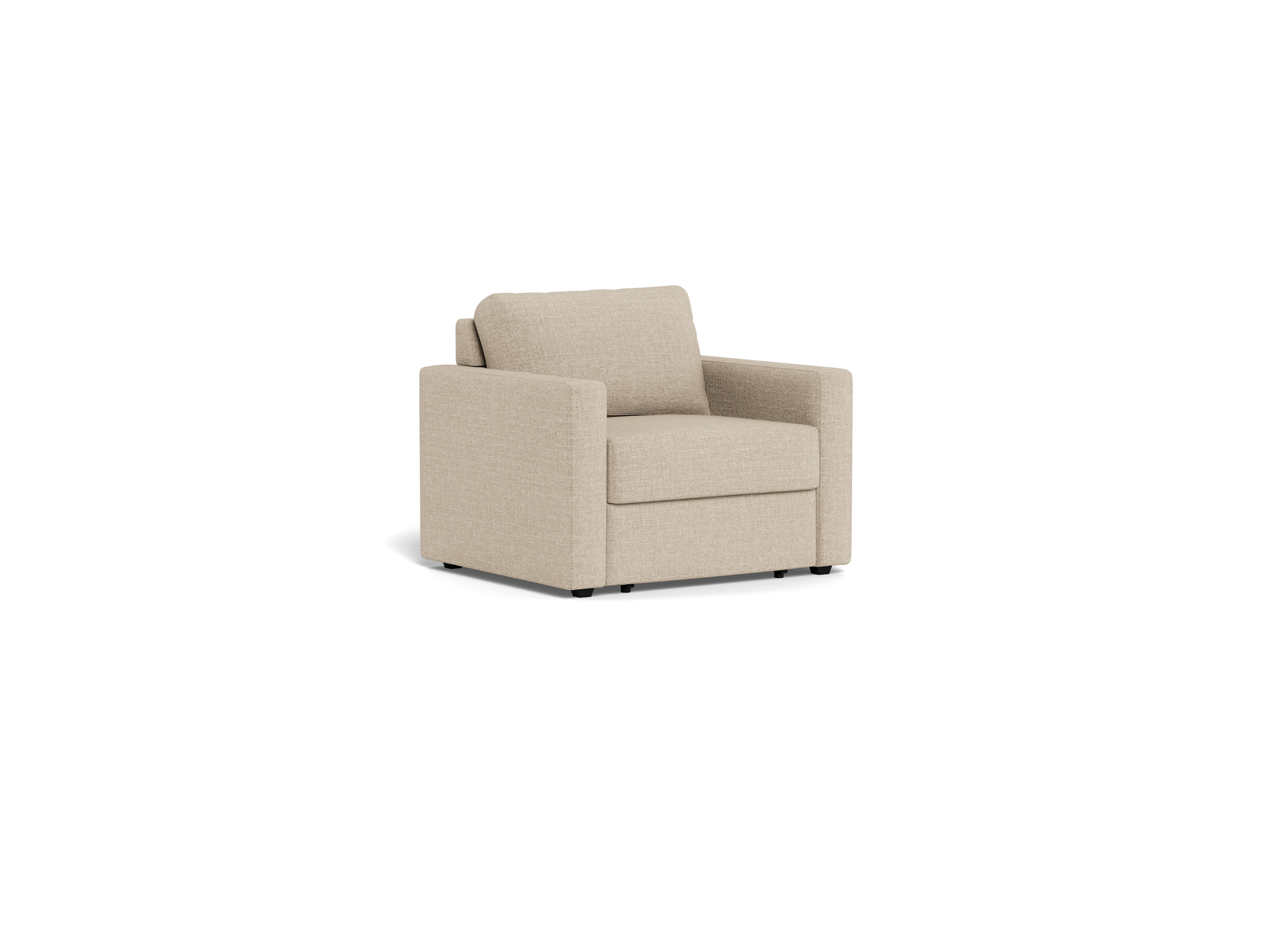 Bettcouch FLEURY in Stoff Basel beige 24, Sessel, Beige, Samtstoff, Gerades Design, Holzkufenfüße