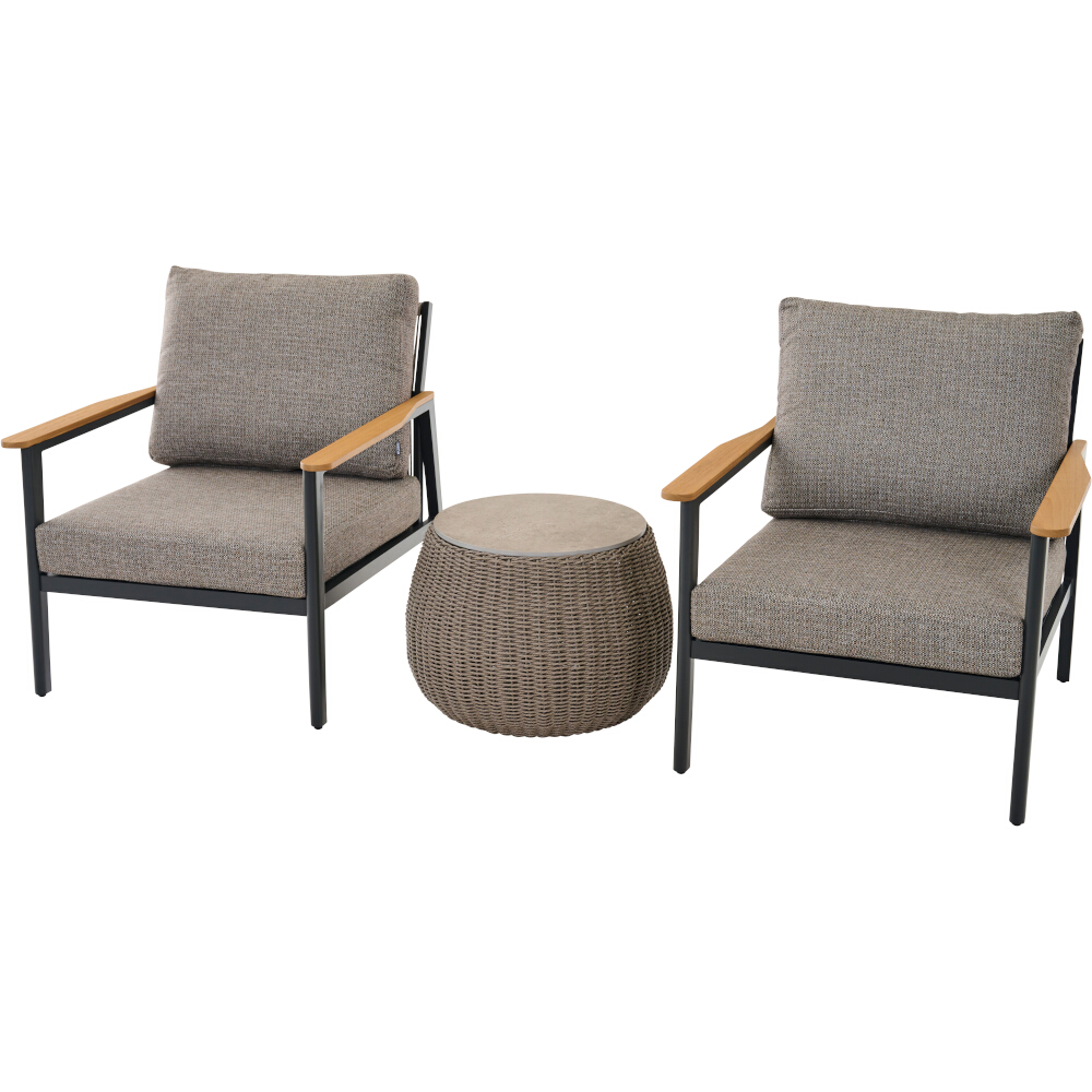 Lounge-Set 3-teilig LIGURIA in Farbe Gardino®-Geflecht twisted in taupe grau , Moebel, Stuhl