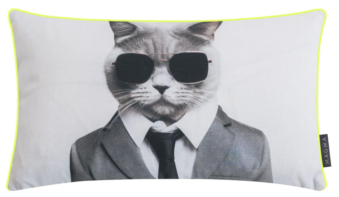 Magma Heimtex Kissenhülle FUNNY ca. 30x50cm in Farbe grau, Kissen, Dekoration für Zuhause, Sonnenbrille, Kopfkissen, Anzug