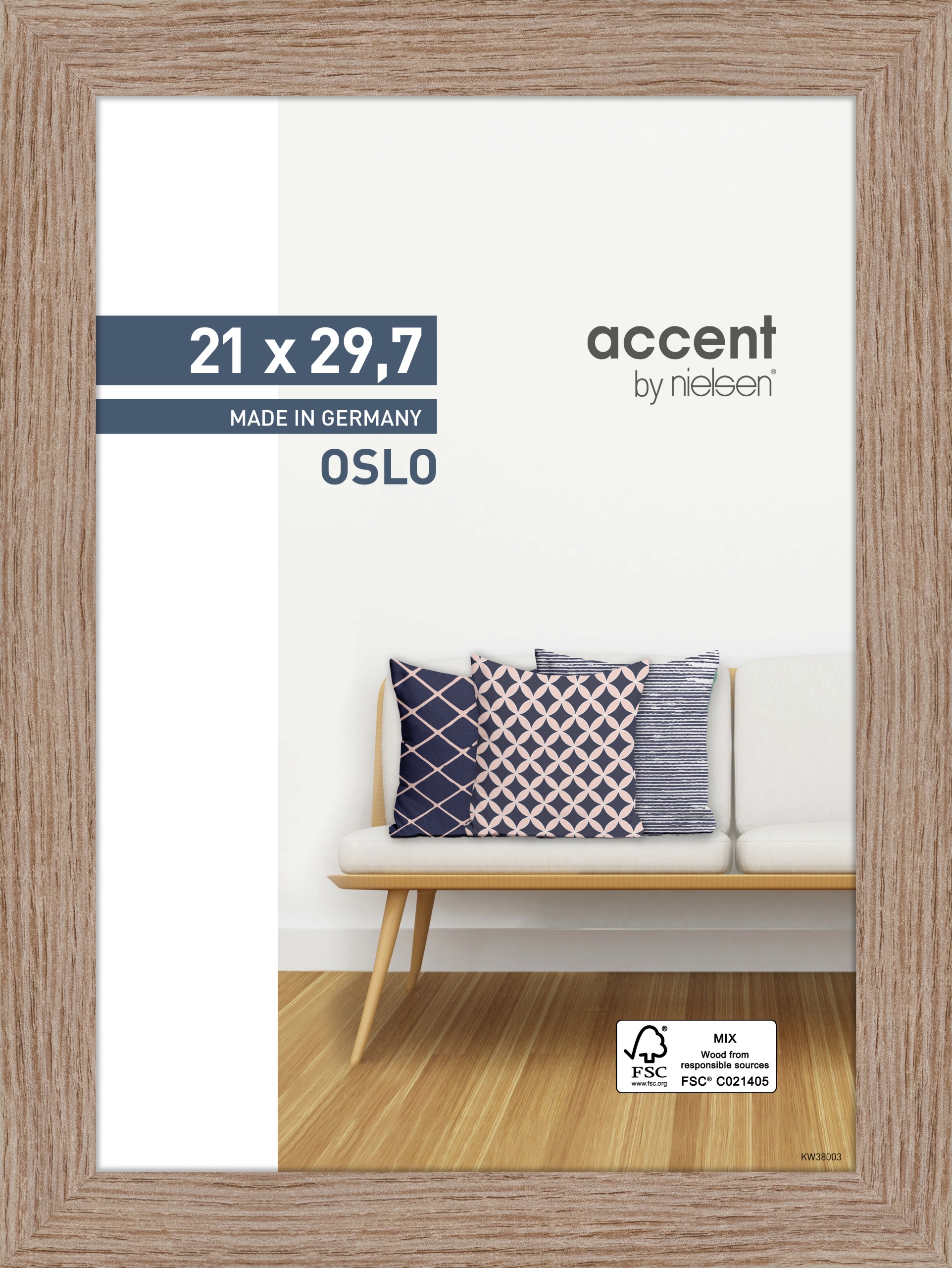 Bilderrahmen Oslo 21x29,7cm OSLO in Beige Accent by Nielsen Holz Bilderrahmen Oslo ca. 21x29,7cm in Farbe Oak