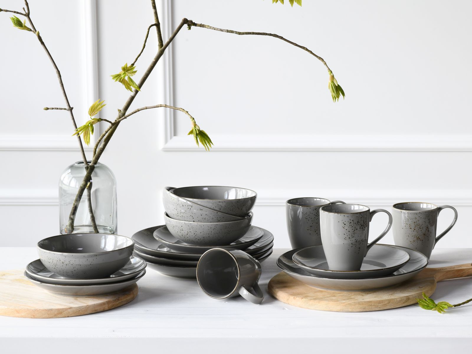 CreaTable Kombiservice 16-tlg. Nature Collection in Farbe Stone glänzend
