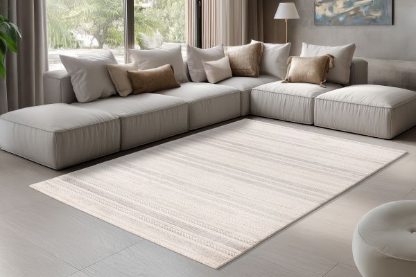 Webteppich NANCY ca. 160x230cm in Farbe silver-ivory Webteppich NANCY ca. 160x230cm in Farbe silver-ivory, Sofa, Wohnzimmer, Teppich, Couchtisch, Neutralfarben