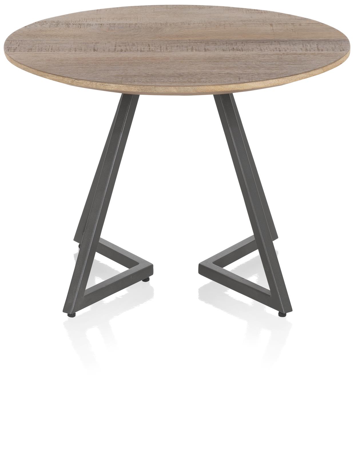 Henders & Hazel Couchtisch TRAPANI ca. B55 H40 T55 cm in Mango furniert smoked lack., runder tisch, holzplatte, metallbeine, kernelholz, wohnzimmertisch