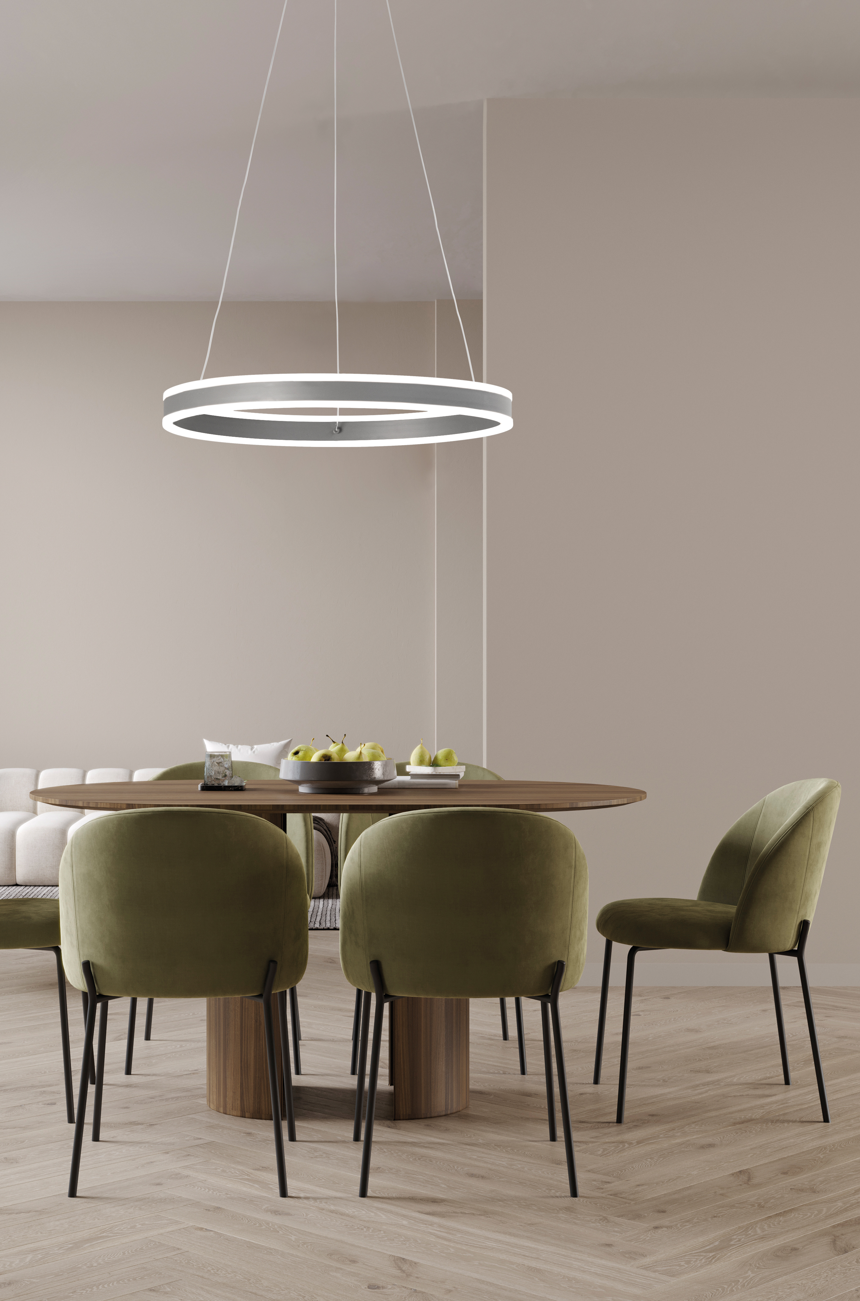 Fischer & Honsel LED-Pendelleuchte SILVIO 1-flammig in Farbe Metall sandgrau/Acryl weiß Fischer & Honsel LED-Pendelleuchte SILVIO 1-flammig in Farbe Metall sandgrau/Acryl weiß