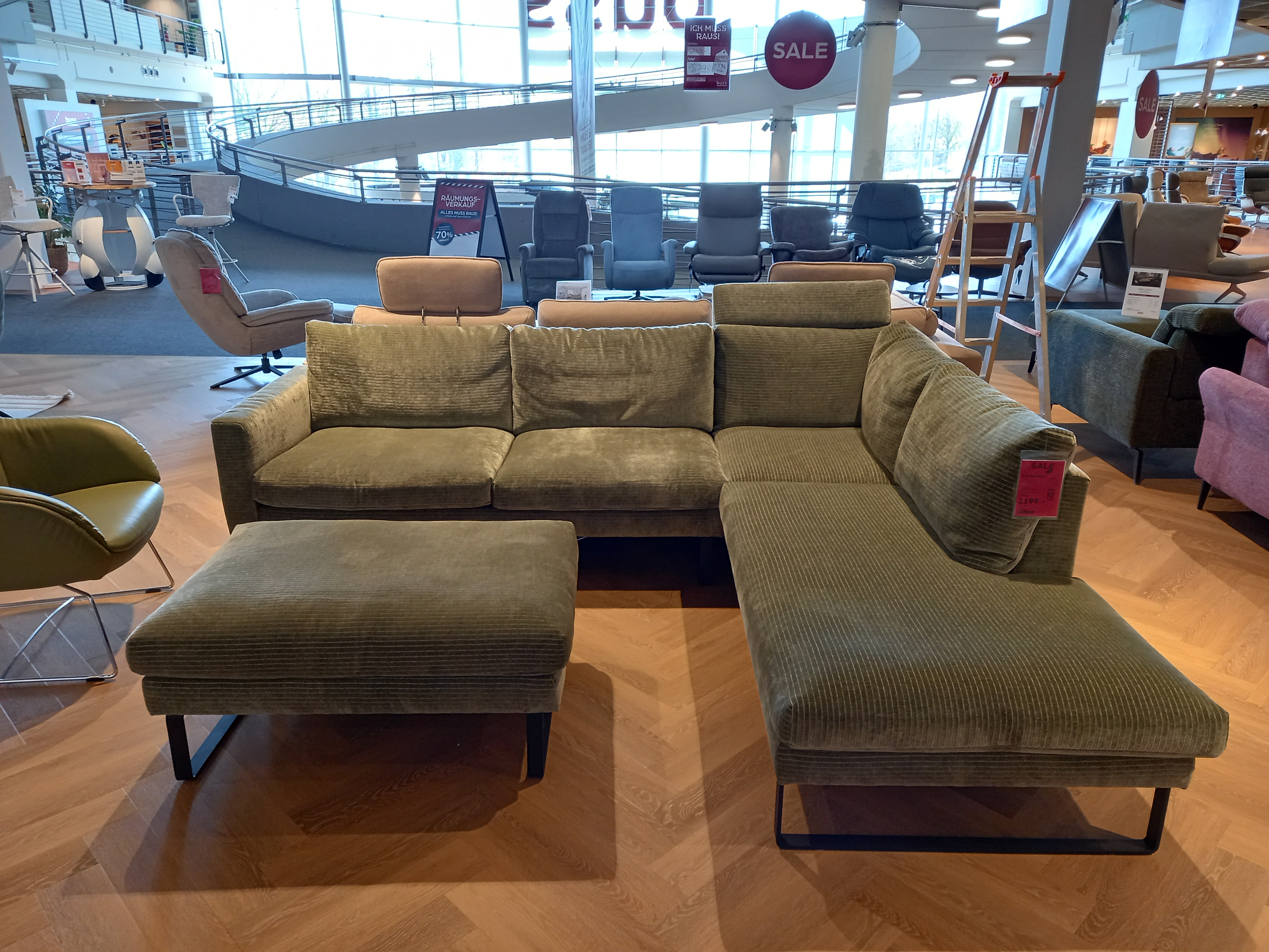 Roomio Polsterecke NO. 4105 ca. 264x221cm in Stoff Monty turtle, sofa, stücksofa, grün, ecksofa, bezug