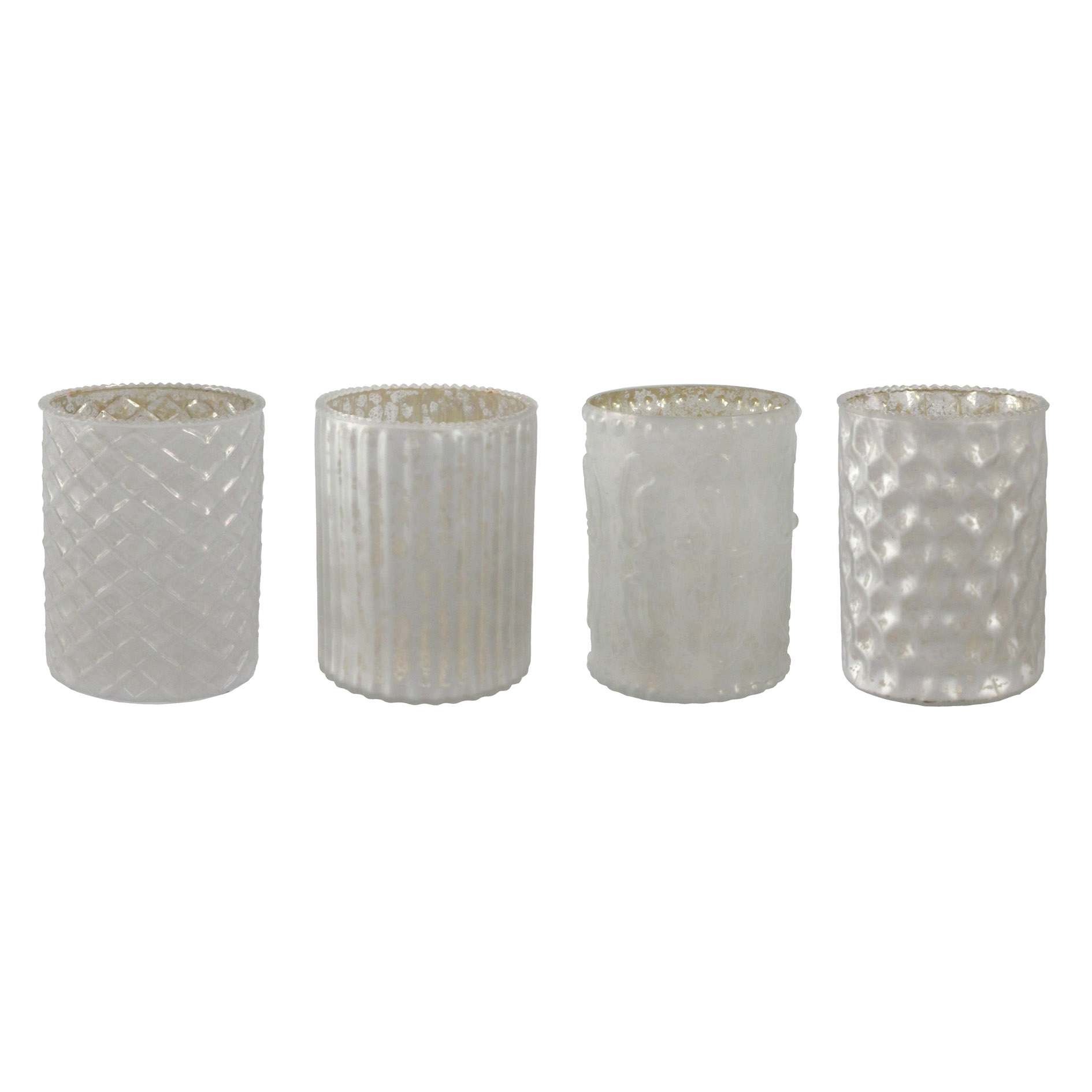 Gasper Glas Teelicht m.Dekor BAIKAL in weiss