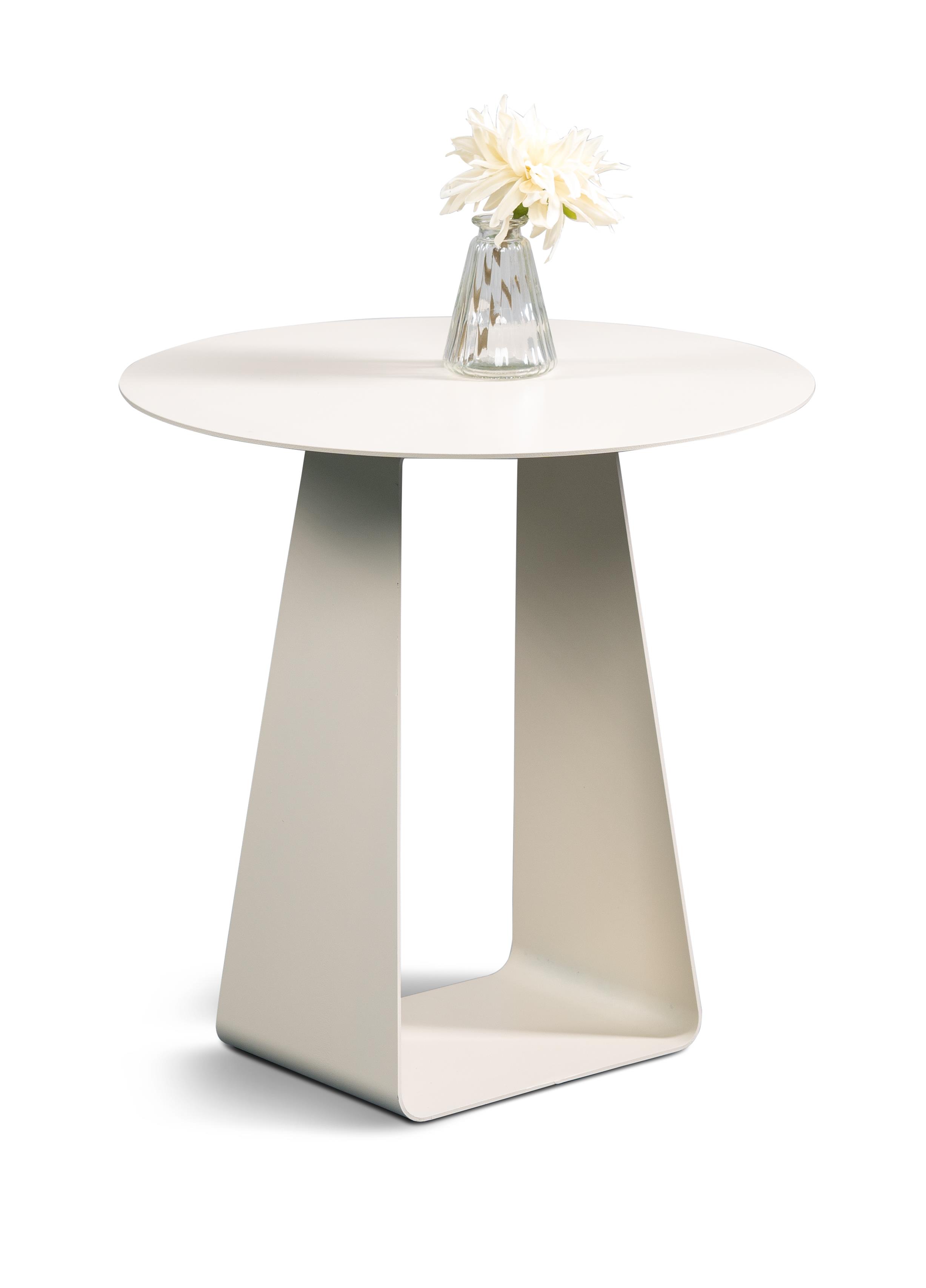 Beistelltisch FREDDY in Weiß M2 Kollektion Beistelltisch FREDDY ca. H45 cm, D45 cm in Metall cremeweiß