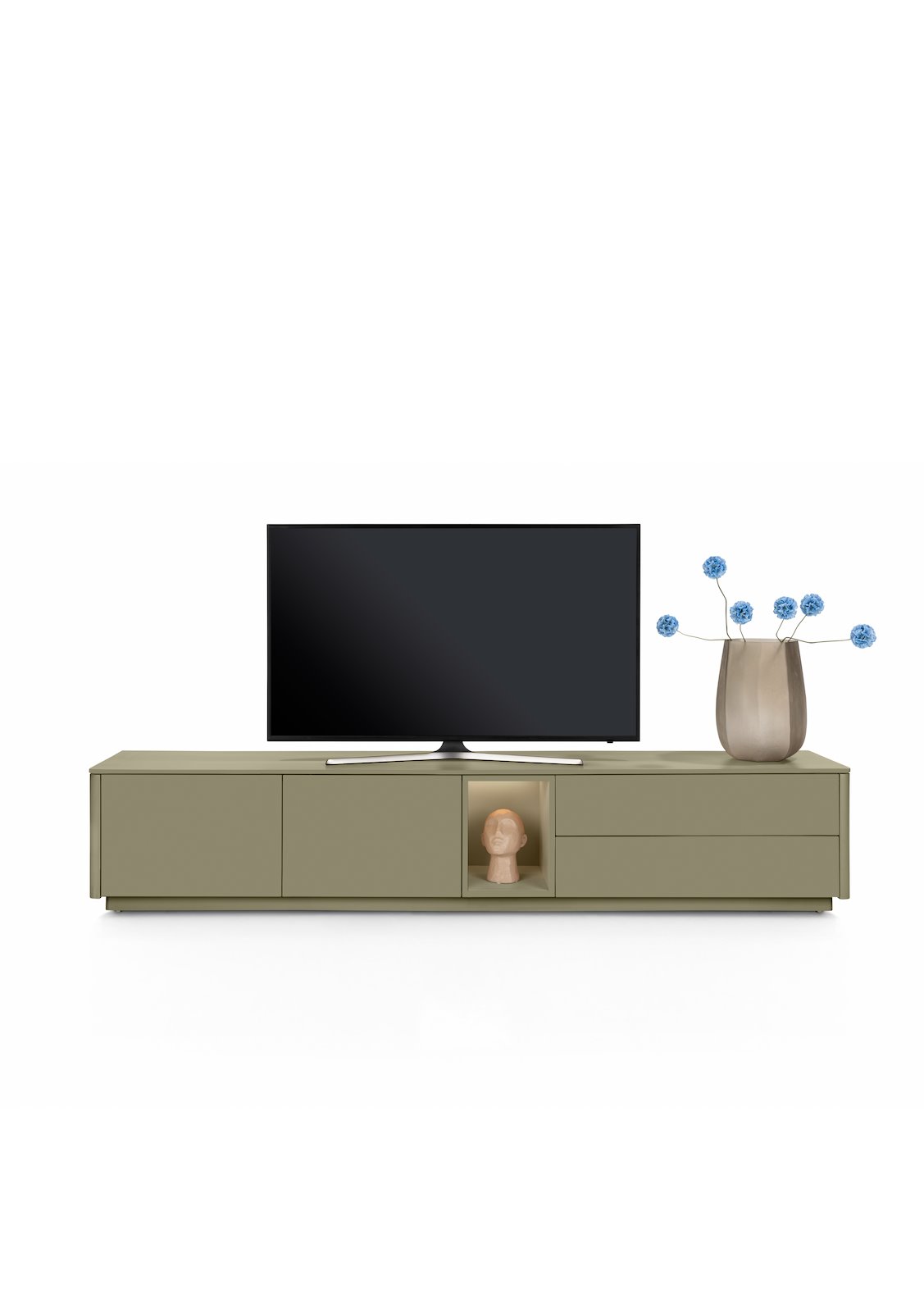 XOOON Lowboard TRENTINO ca. B240 H56 T42 cm in MDF olive lackiert, TV, Lowboard, Vitrine, Schrank, Vase