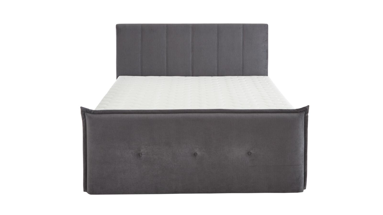 Fey Boxspringbett KAWOO ca. 180x200cm in Monza anthrazit, Bed, Bettgestell, Graue Farbe, Matratze?, Kopfteil?
