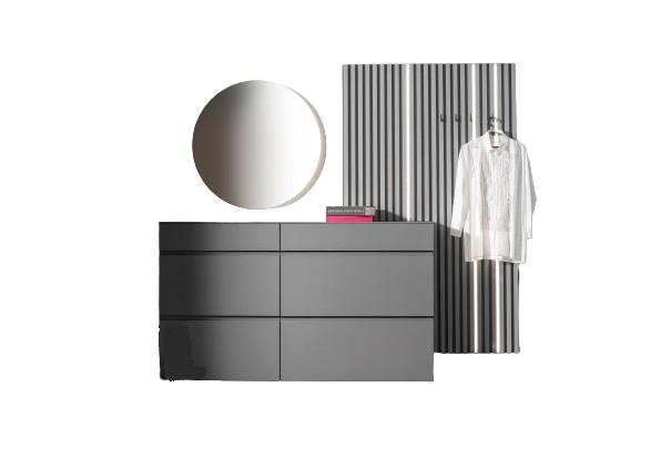 Sudbrock Garderobenkombination TANDO ca. B240 H213 T35 cm in Farbe Glattlack onyxgrau 411