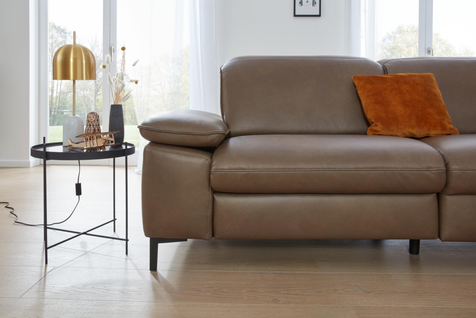 Modulmaster Polstergruppe MM-PN1137 ca. 297x245cm in Leder Cloudy stone, sofa, couch, Leder, beige, orange pillow