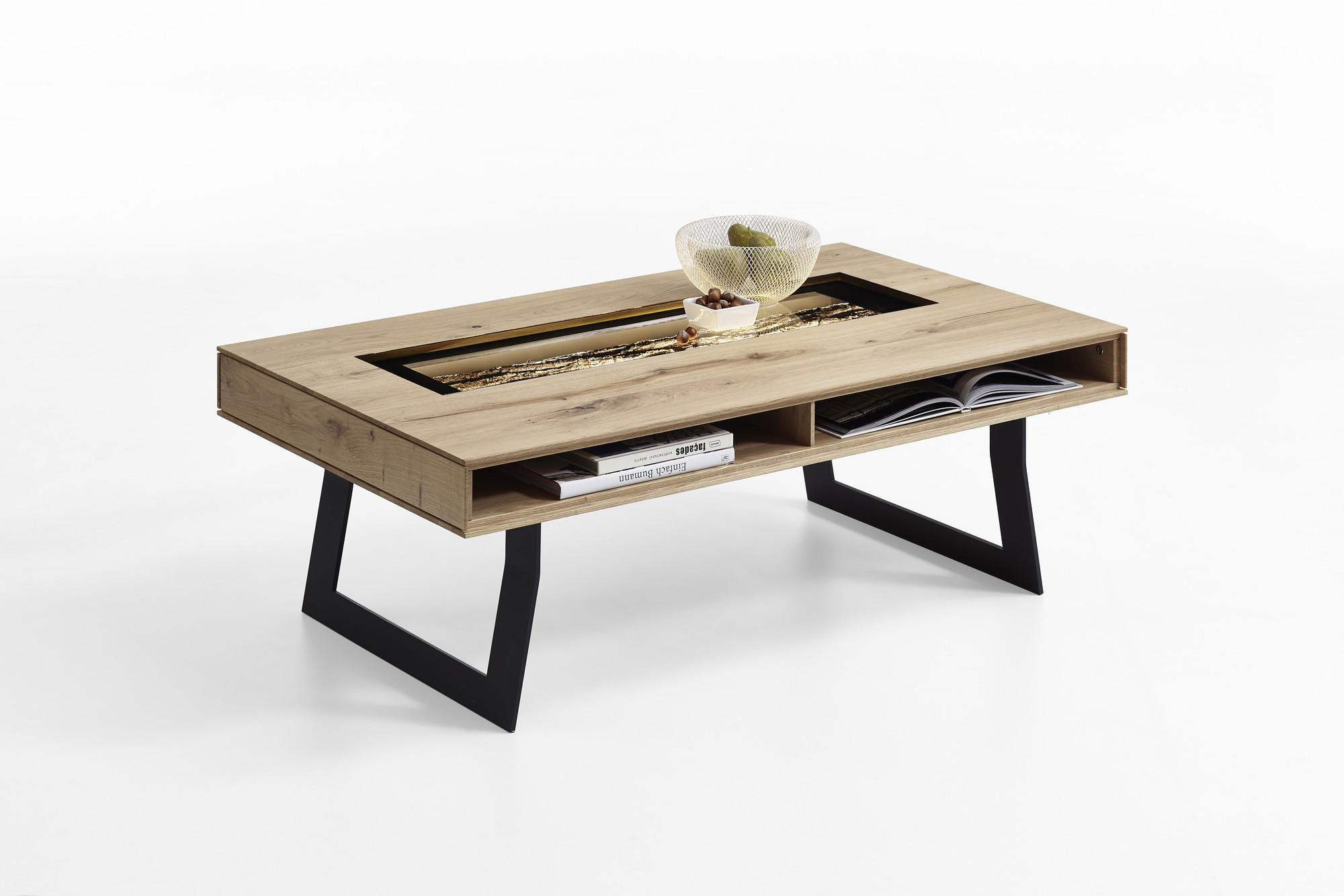 Hartmann Couchtisch RUNA ca.B125 H43 T75 cm in Kerneiche natur gebürstet Hartmann Couchtisch RUNA ca.B125 H43 T75 cm in Kerneiche natur gebürstet, Esstisch, Holztisch, Geneigtes Glasfenster, Metallbeine, Mittlere Höhe