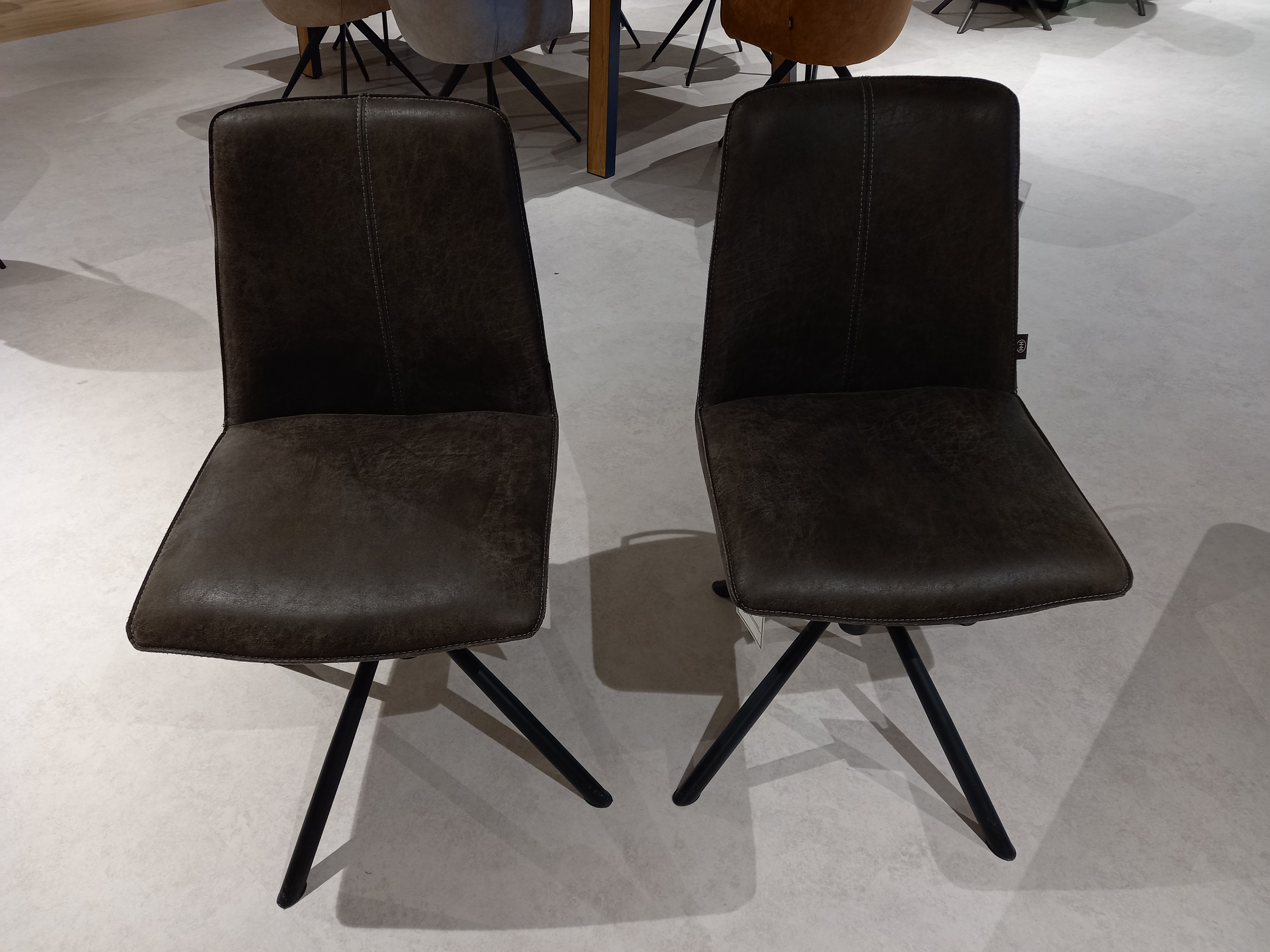 Henders & Hazel Stuhl 2er-Set BRODY in Leder Corsica semi anthr.PG15, Esszimmerstuhl, dunkelbraun, Kunstleder, Metallbeine, Steppnähte