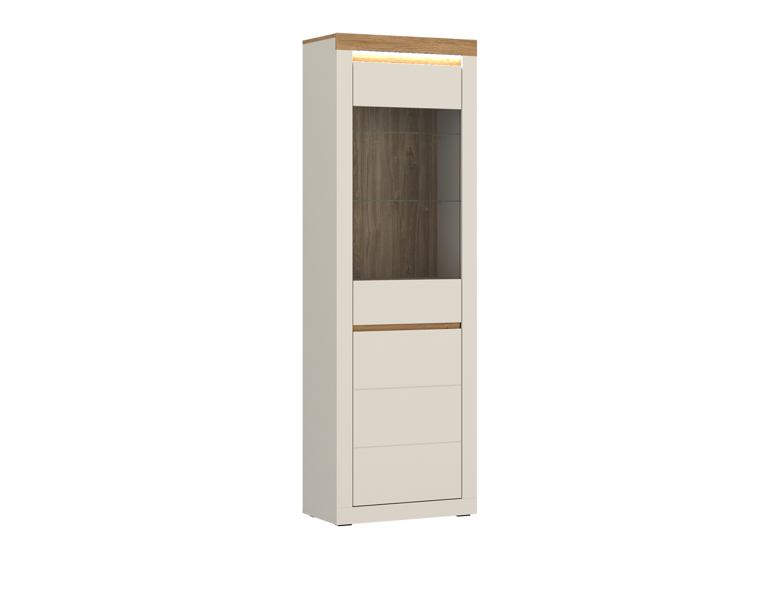 Vitrine NAXXAR ca. B64,2 H204,7 T39,8 cm in Cashmere, Stone Eiche Vitrine NAXXAR ca. B64,2 H204,7 T39,8 cm in Cashmere, Stone Eiche, Moebel, Kabinett, Schrank, Briefkasten