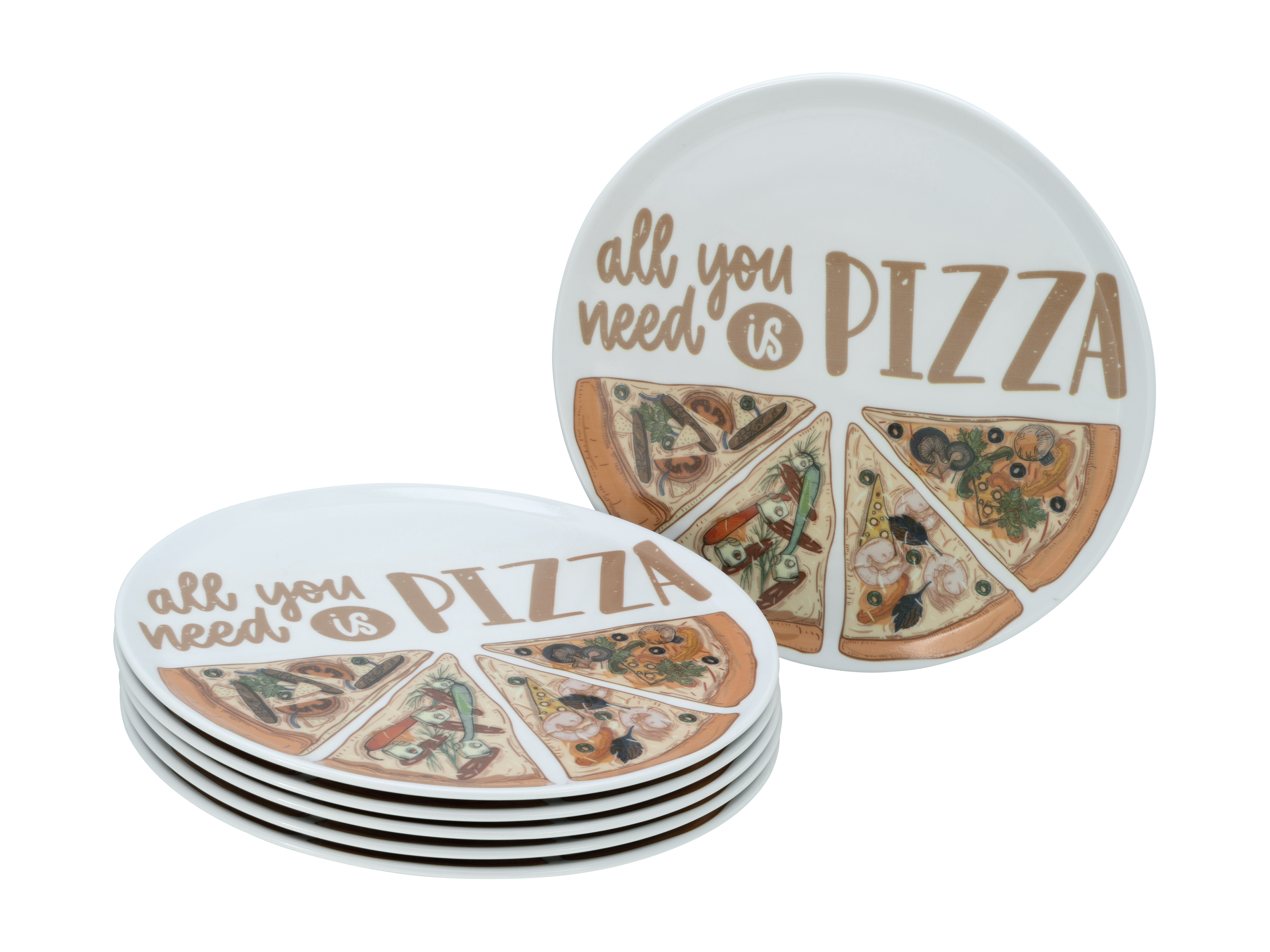 CreaTable Pizzateller Europa in Farbe bunt glänzend CreaTable Pizzateller Europa in Farbe bunt glänzend, Mahlzeit, Porzellan, Töpferei, Gericht, Servierplatte