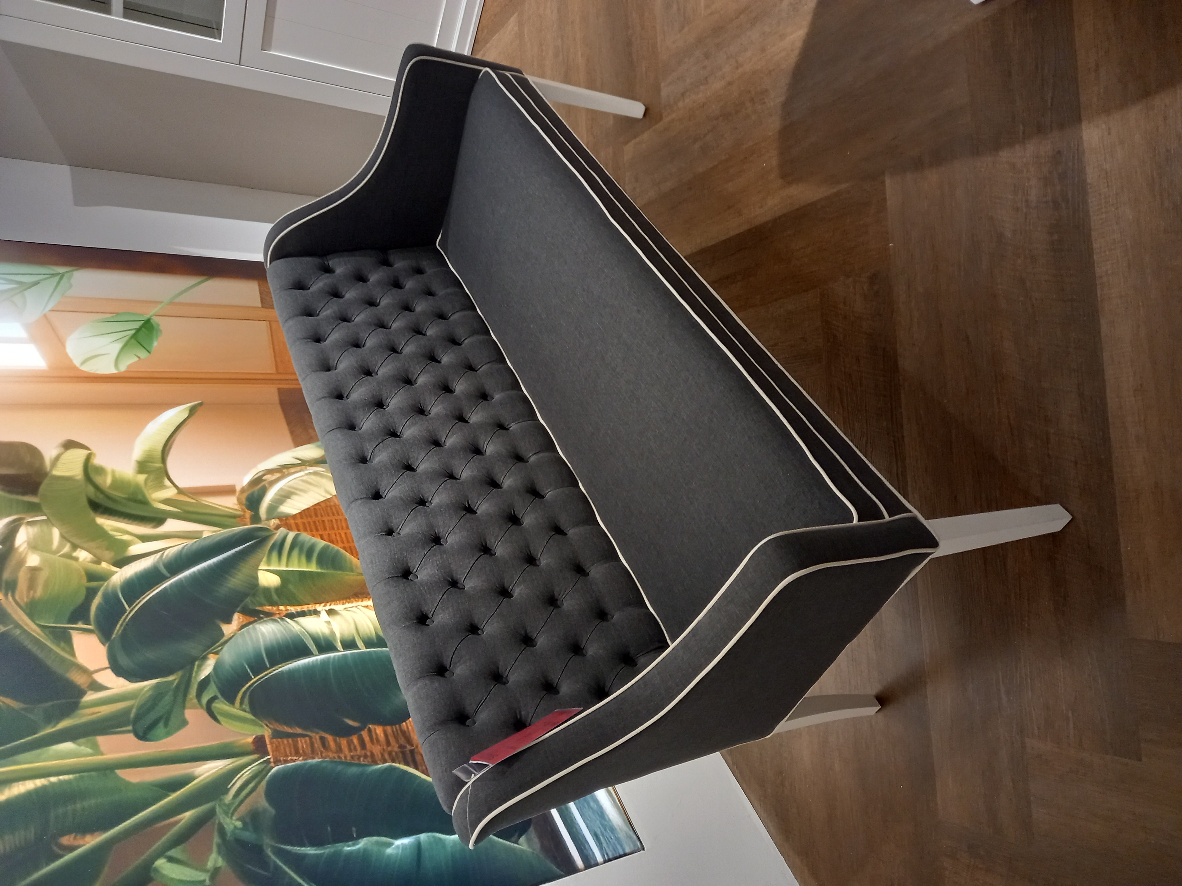 Wehrsdorfer Polsterbank SYLT LIVING ca. B158 H90.5 T58.5 cm in Holzfuß Lack weiß, Couch, Mobiliar, Drinnen, Innenarchitektur, Pflanze