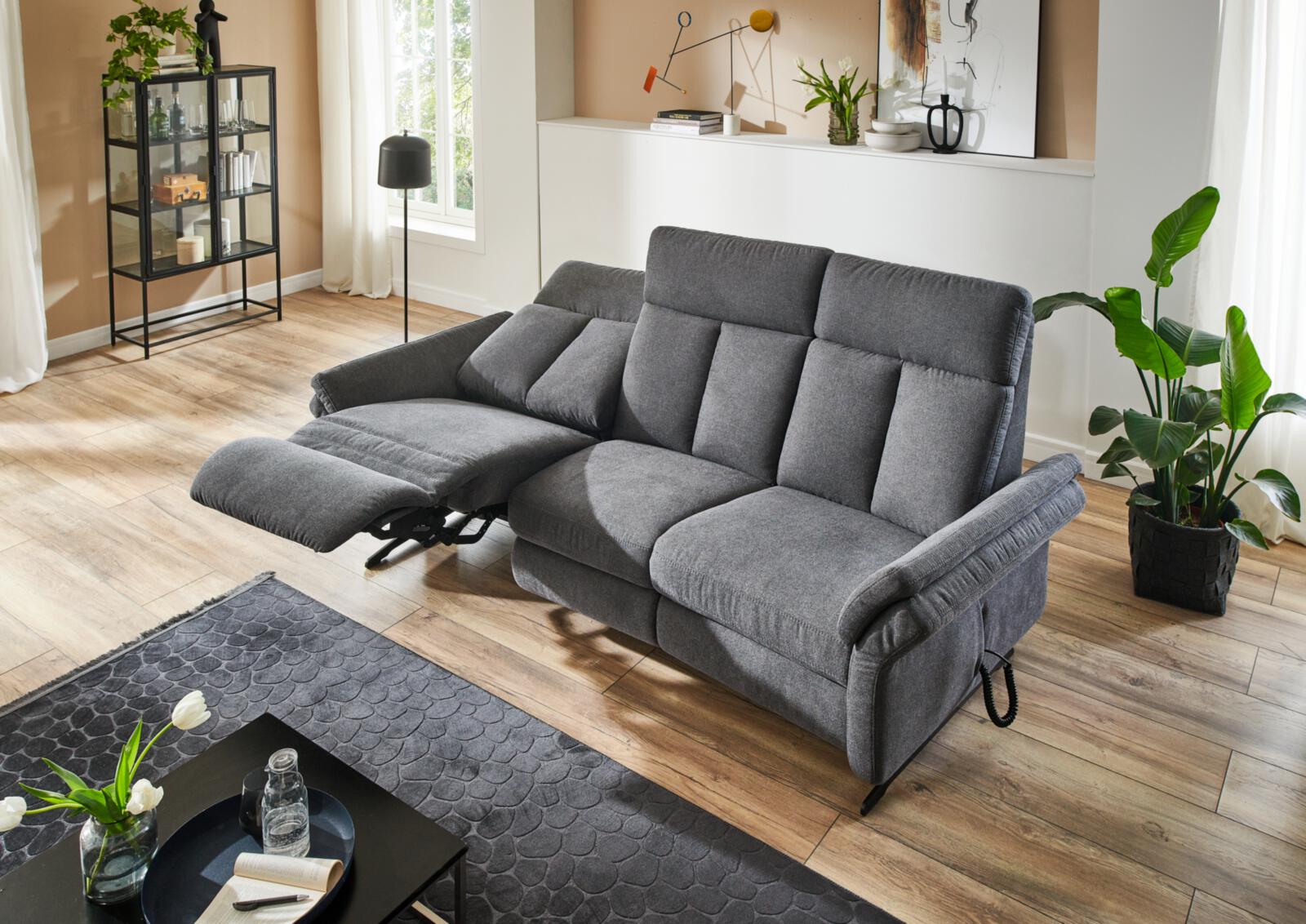 Rundsofa 3-sitzig ORTHOSEDIS 4.0 in Stoff Sofia clean anthrazit, Moebel, Couch, Stuhl, Pflanze