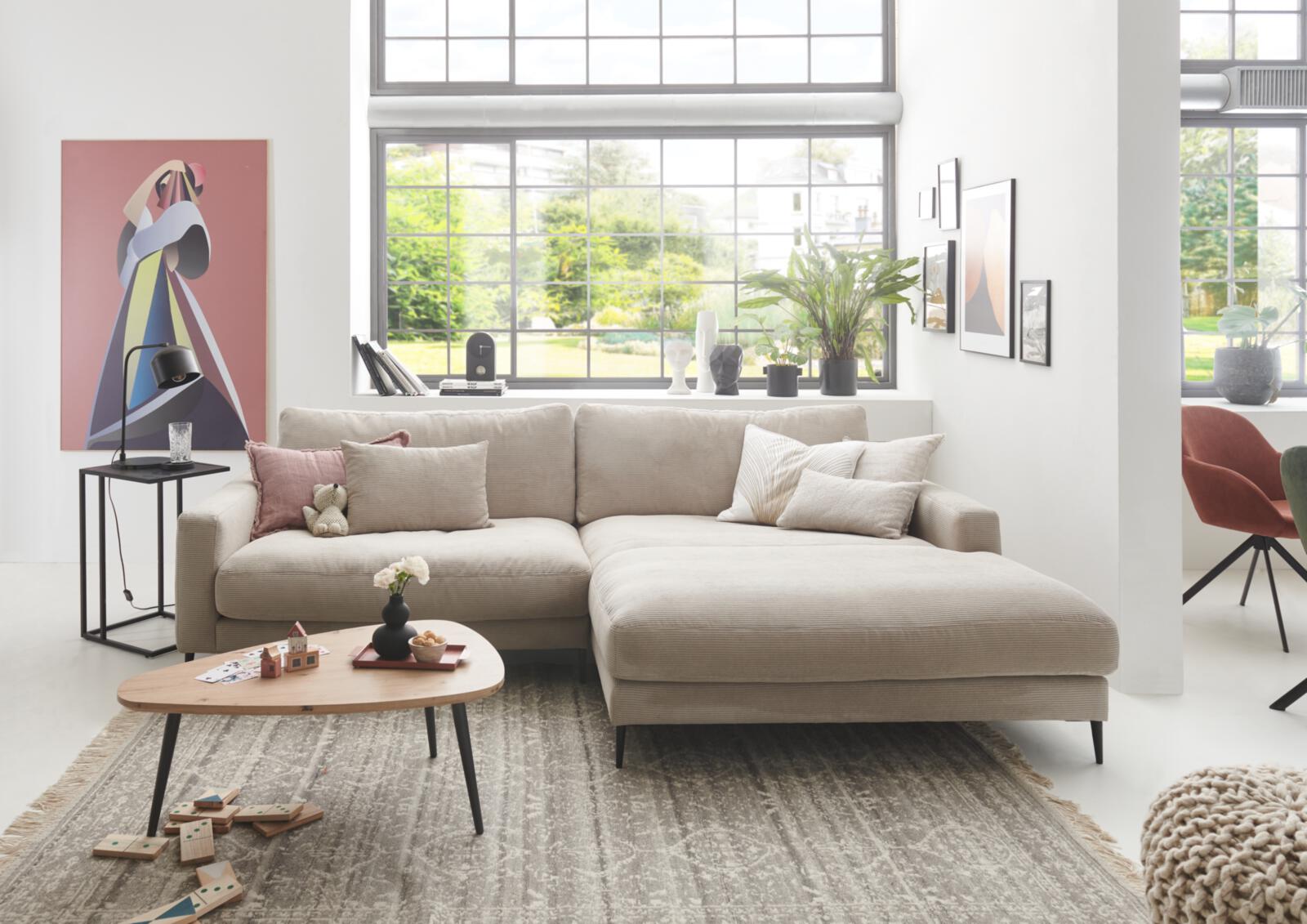 Candy Polsterecke UPTOWN ca. 272x190cm in Stoff Feincord sand, Dekoration für Zuhause, Mobiliar, Couch